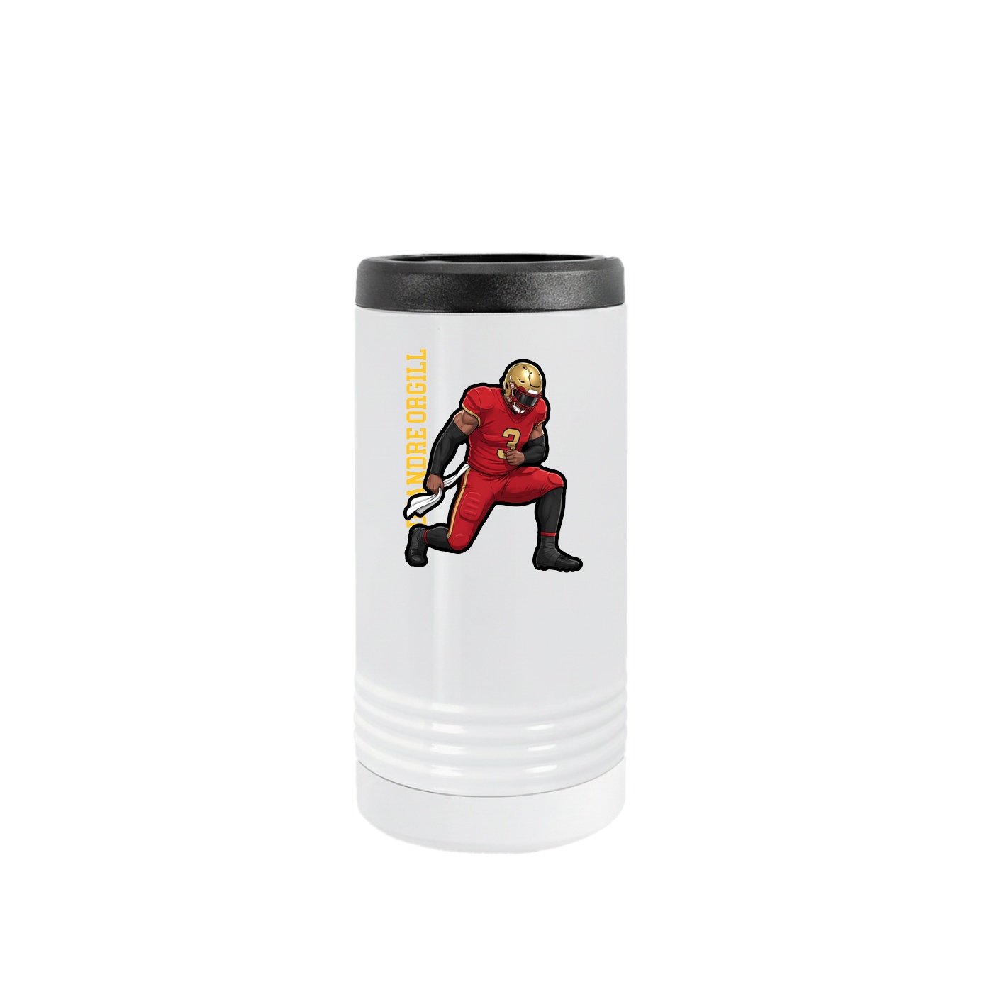 Slim Beverage Holder — Name Vertical in White