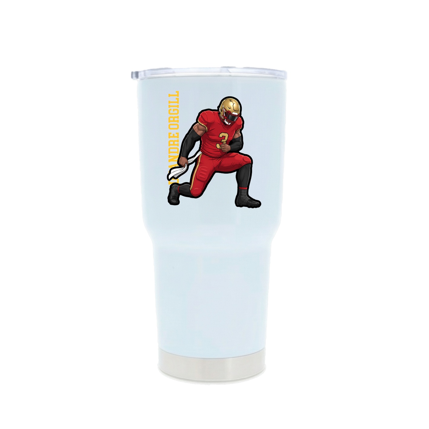 30oz Stainless Steel Tumbler — Name Vertical in White