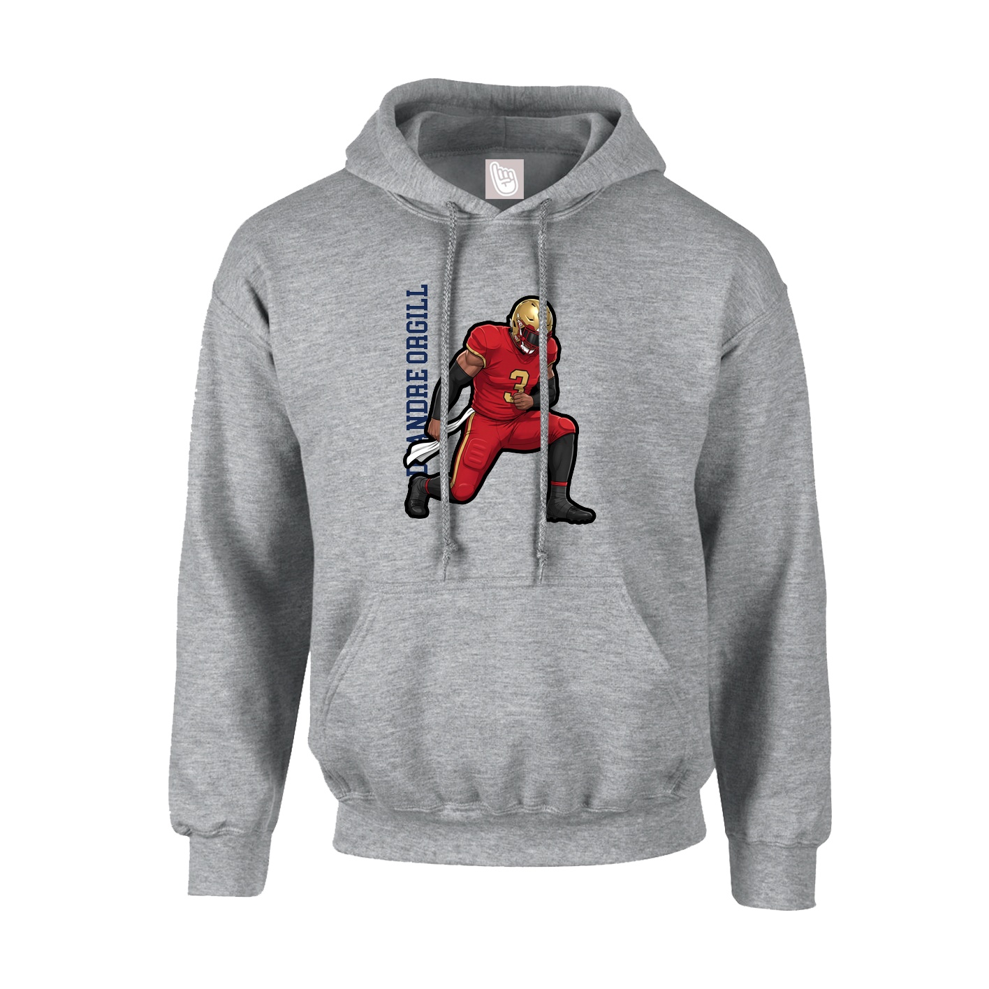 Hoodie — Name Vertical in Grey