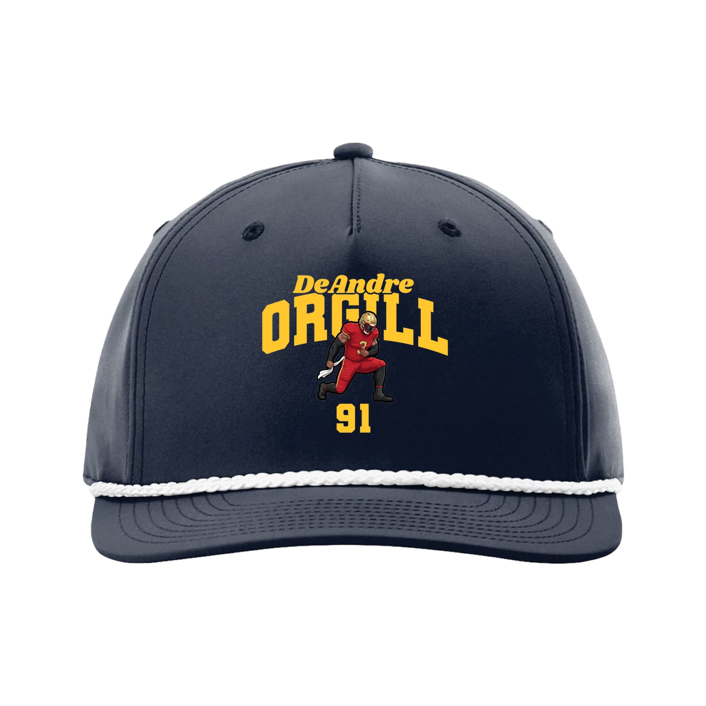 Five-Panel Classic Rope Cap — Signature Arch in Navy