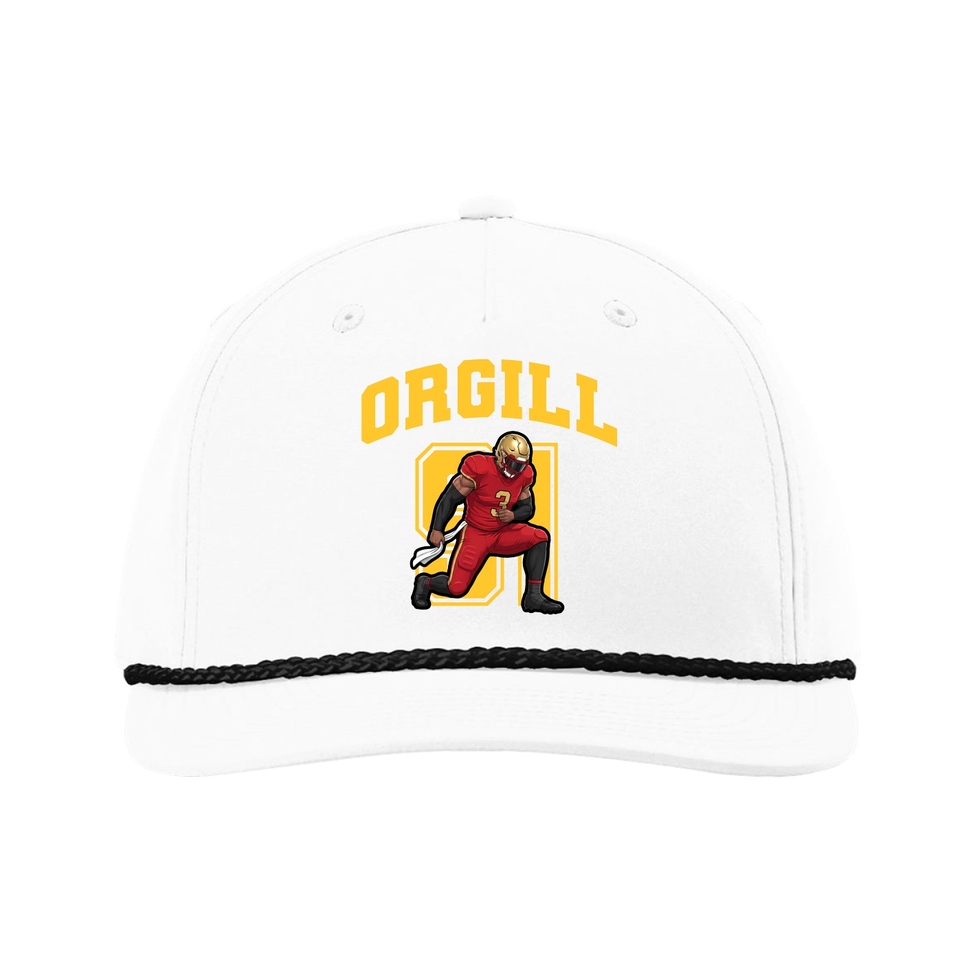 Five-Panel Classic Rope Cap — Number in White