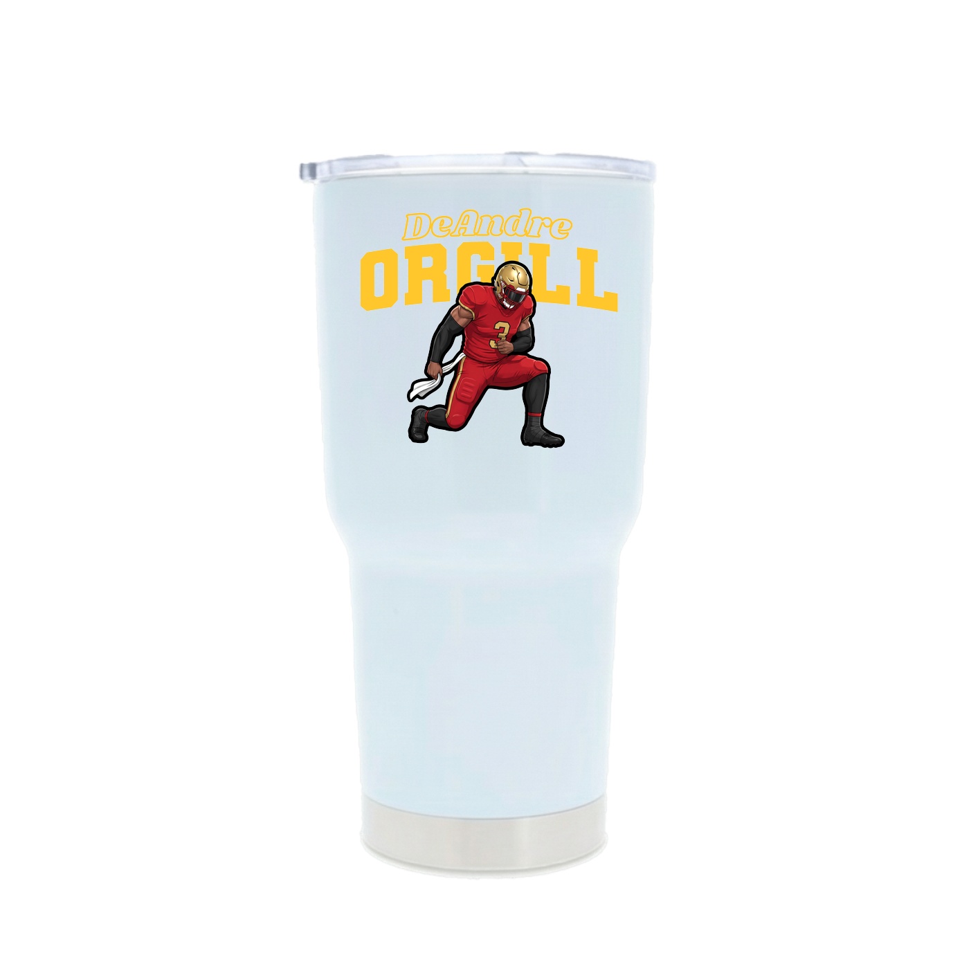 30oz Stainless Steel Tumbler — Name Arch in White