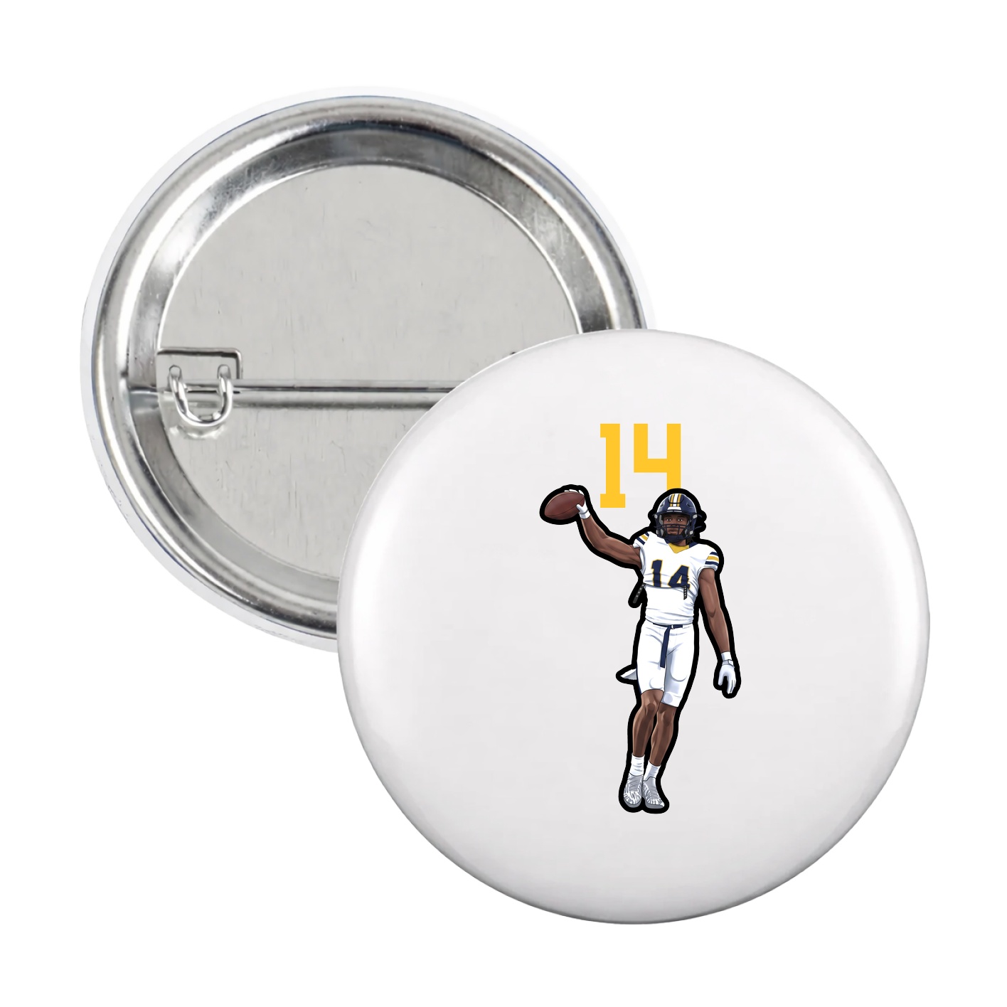 Game Day Button — Number Top in White