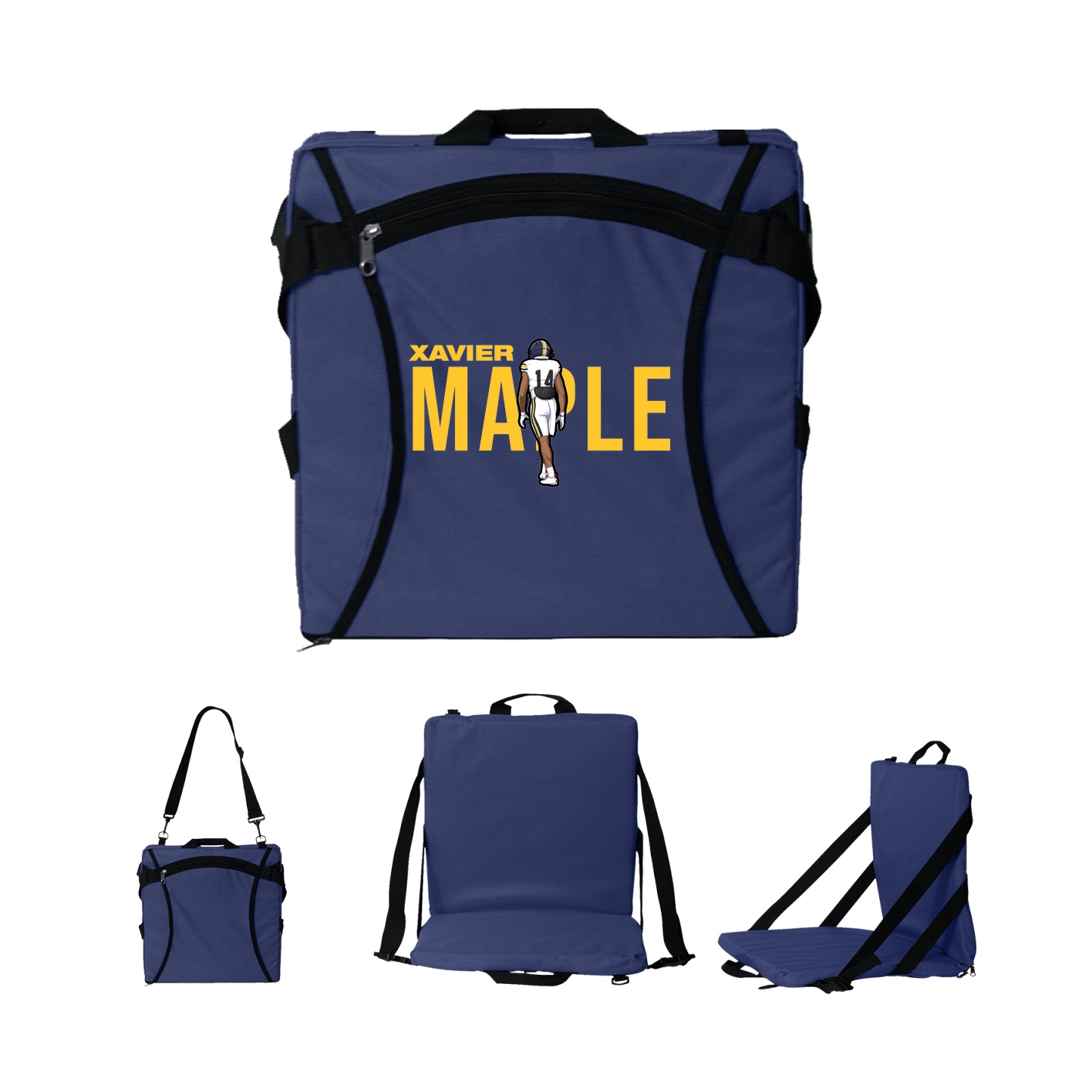 Folding Stadium Seat — Player Name in Navy