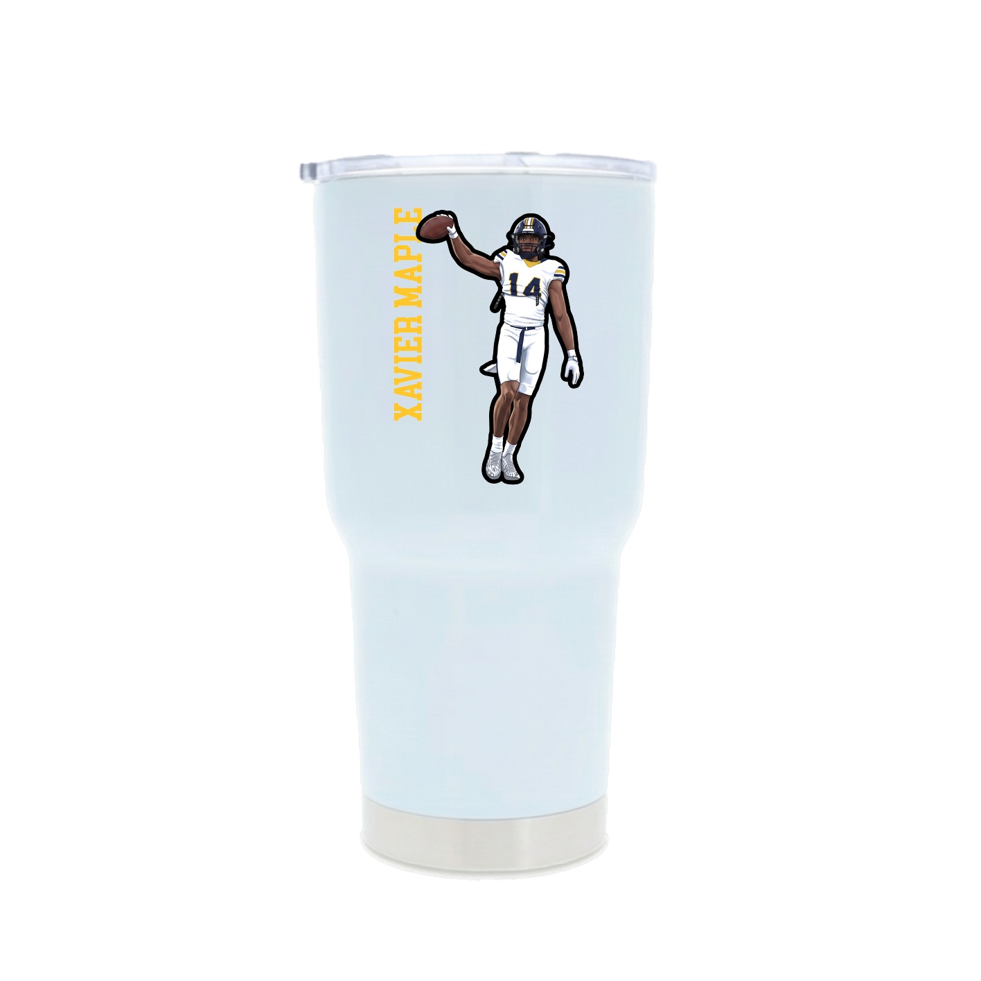 30oz Stainless Steel Tumbler — Name Vertical in White