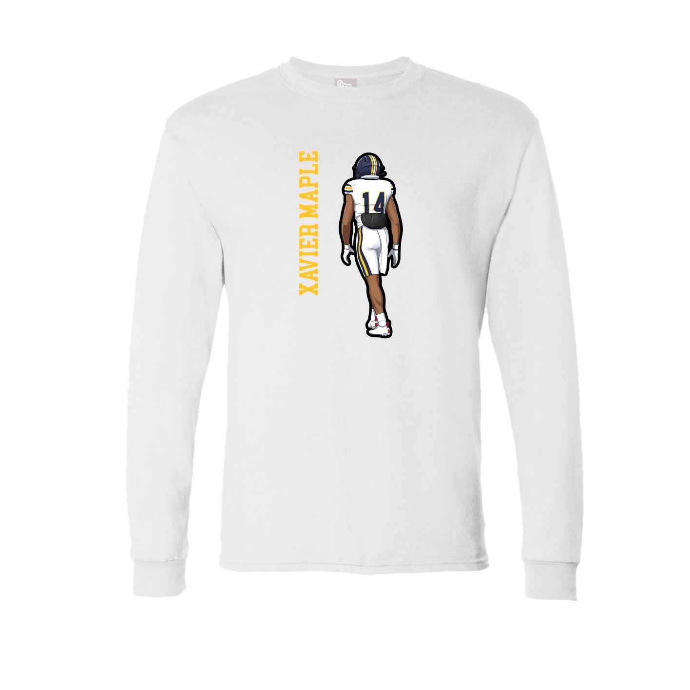 Long Sleeve Tee — Name Vertical in White