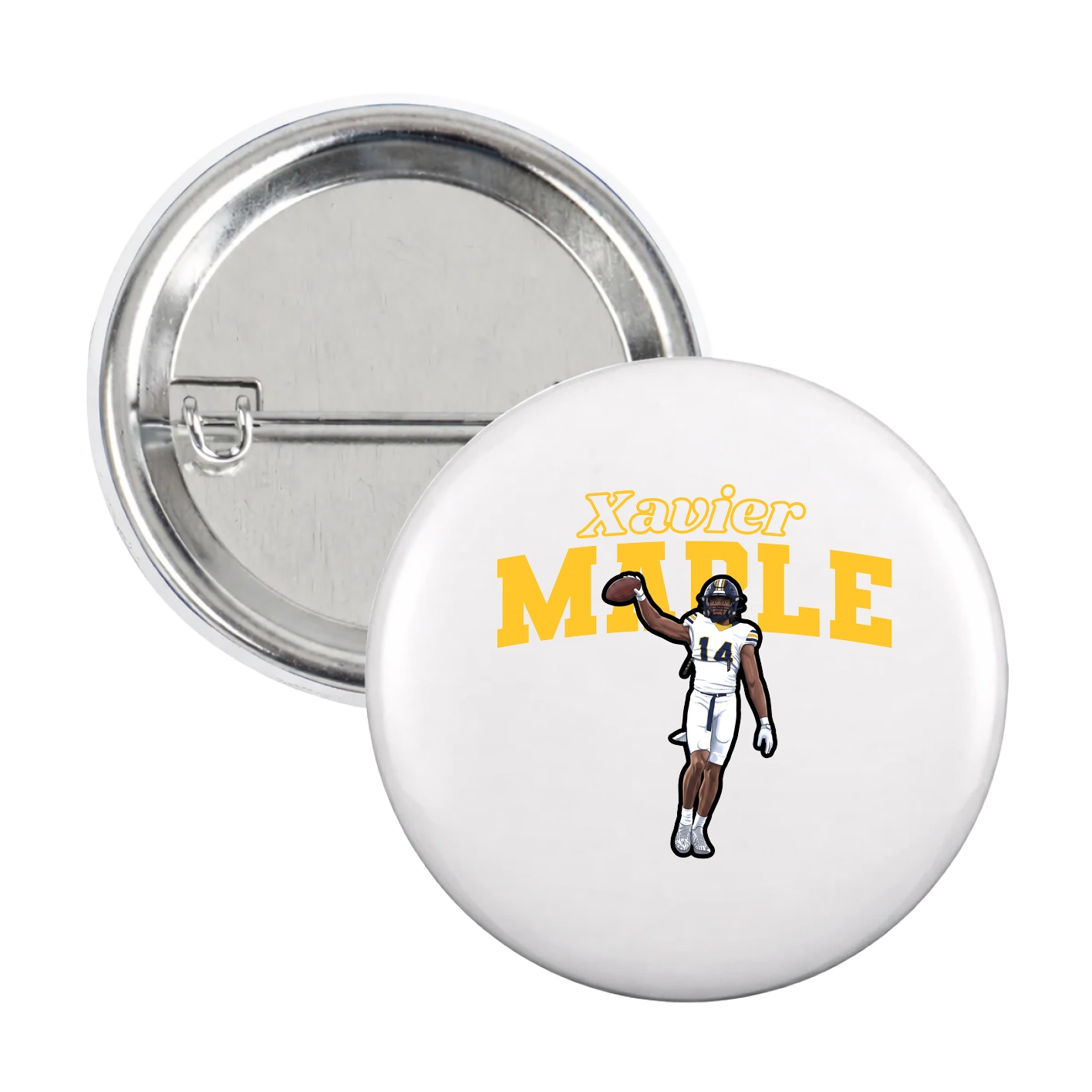 Game Day Button — Name Arch in White