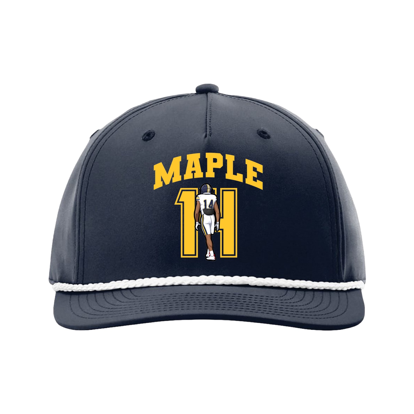 Five-Panel Classic Rope Cap — Number in Navy
