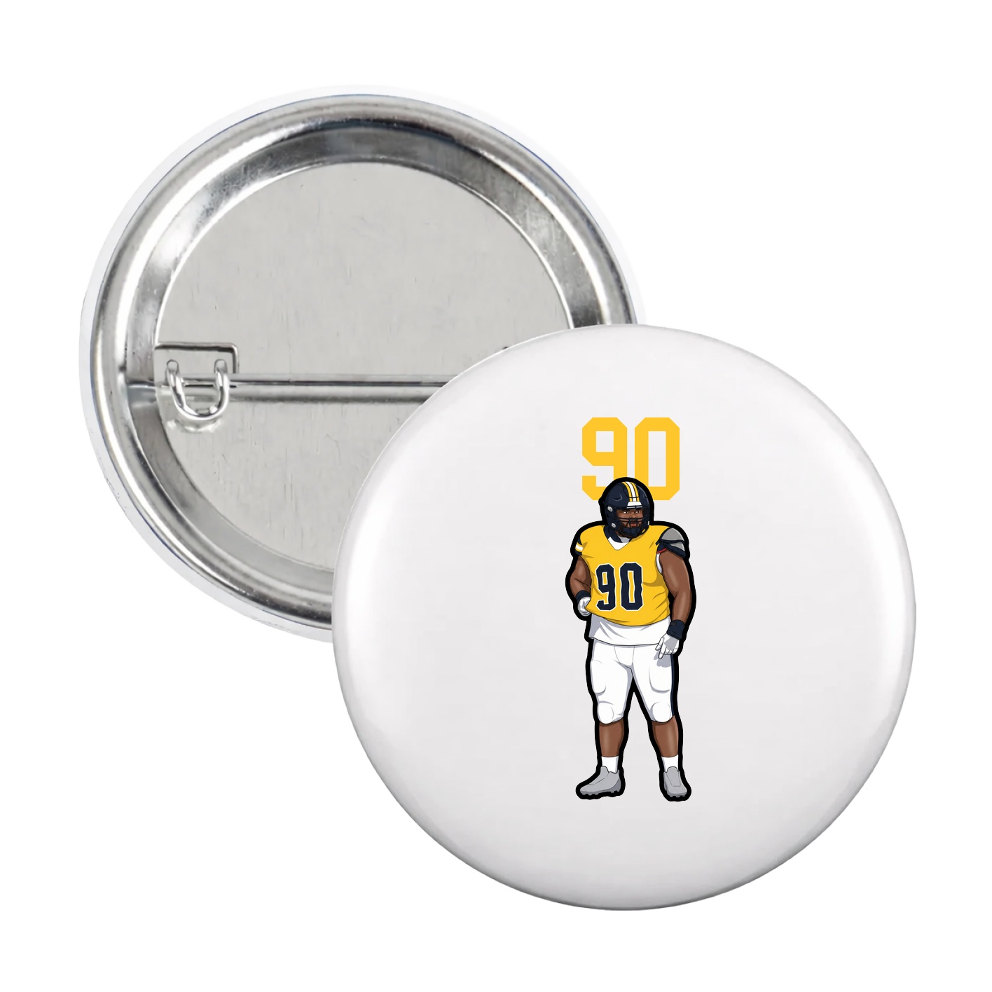 Game Day Button — Number Top in White