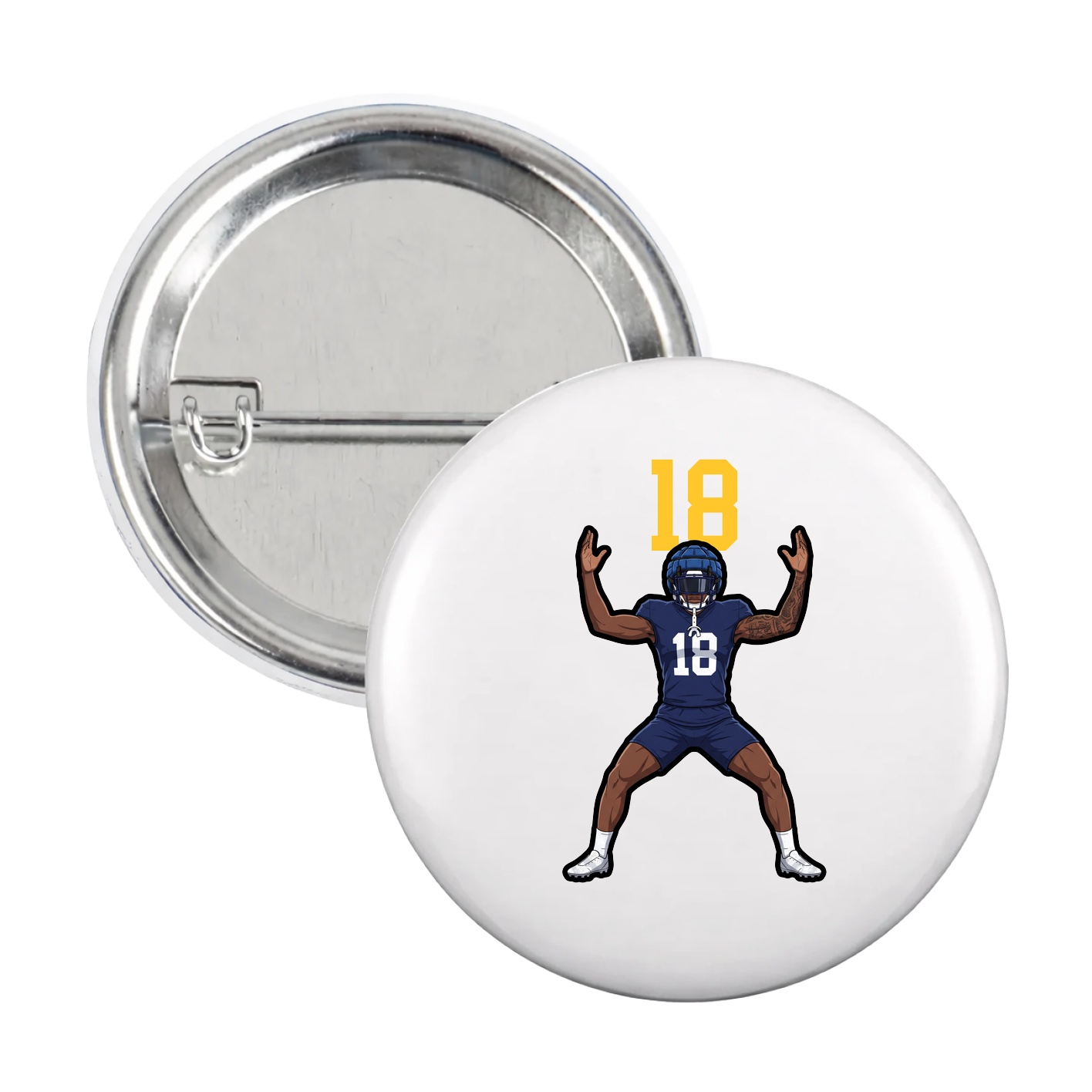 Game Day Button — Number Top in White
