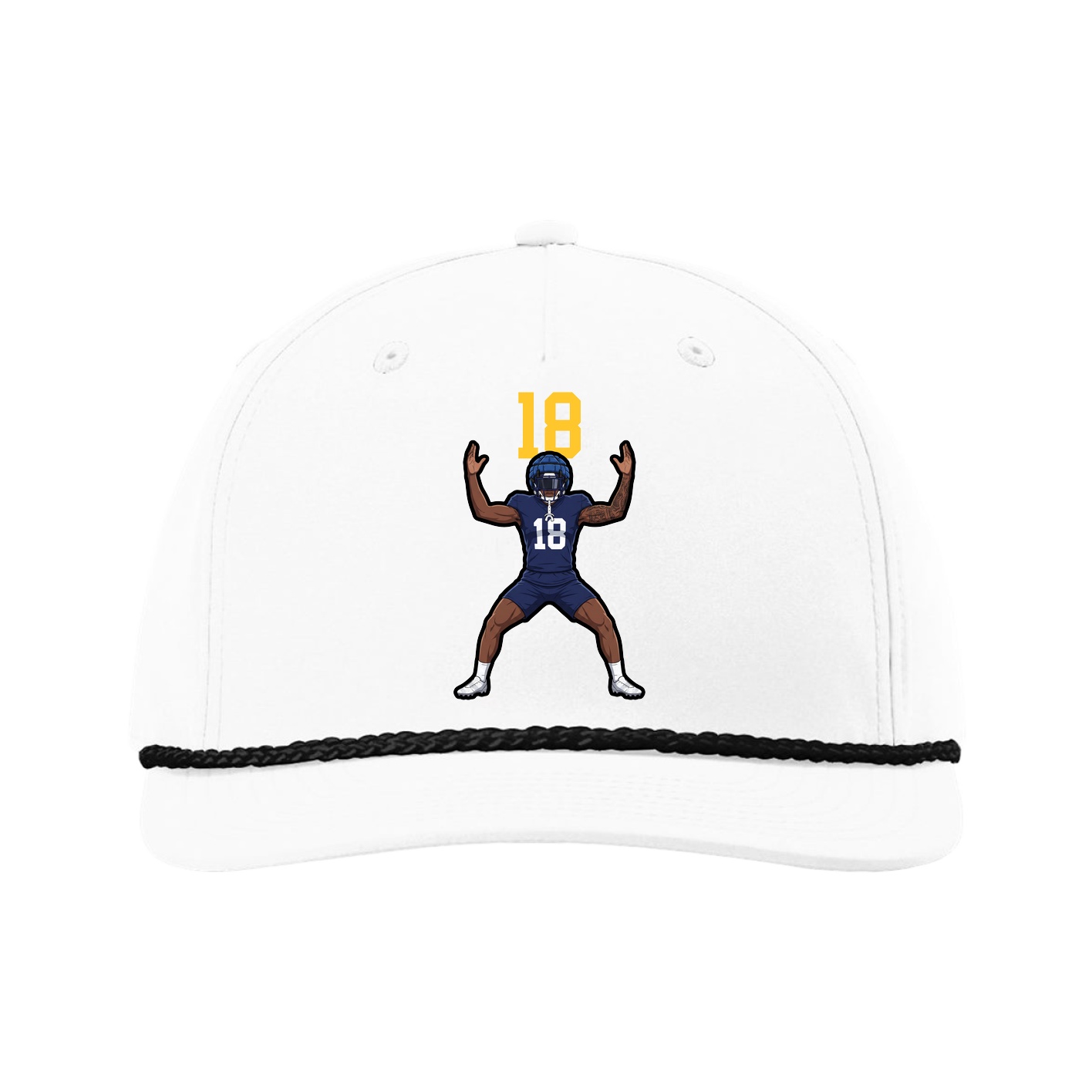Five-Panel Classic Rope Cap — Number Top in White