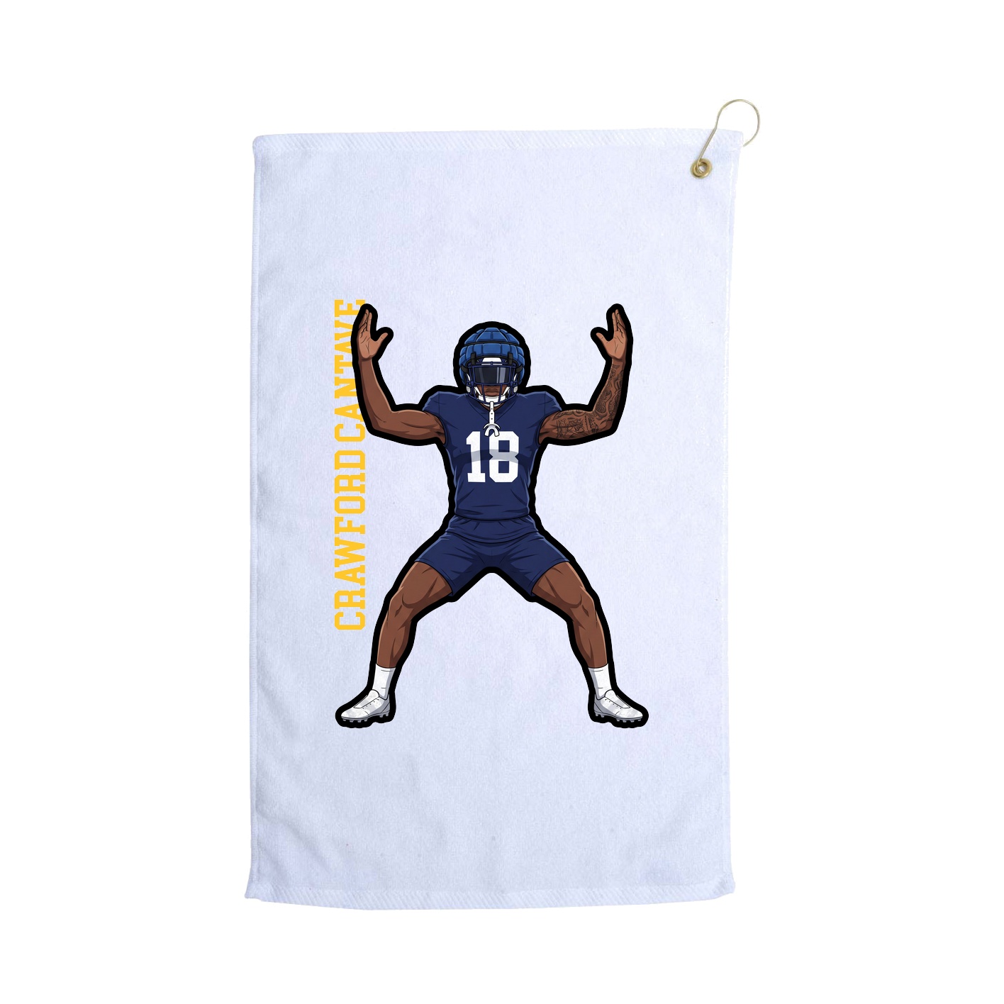 Golf Towel — Name Vertical in White
