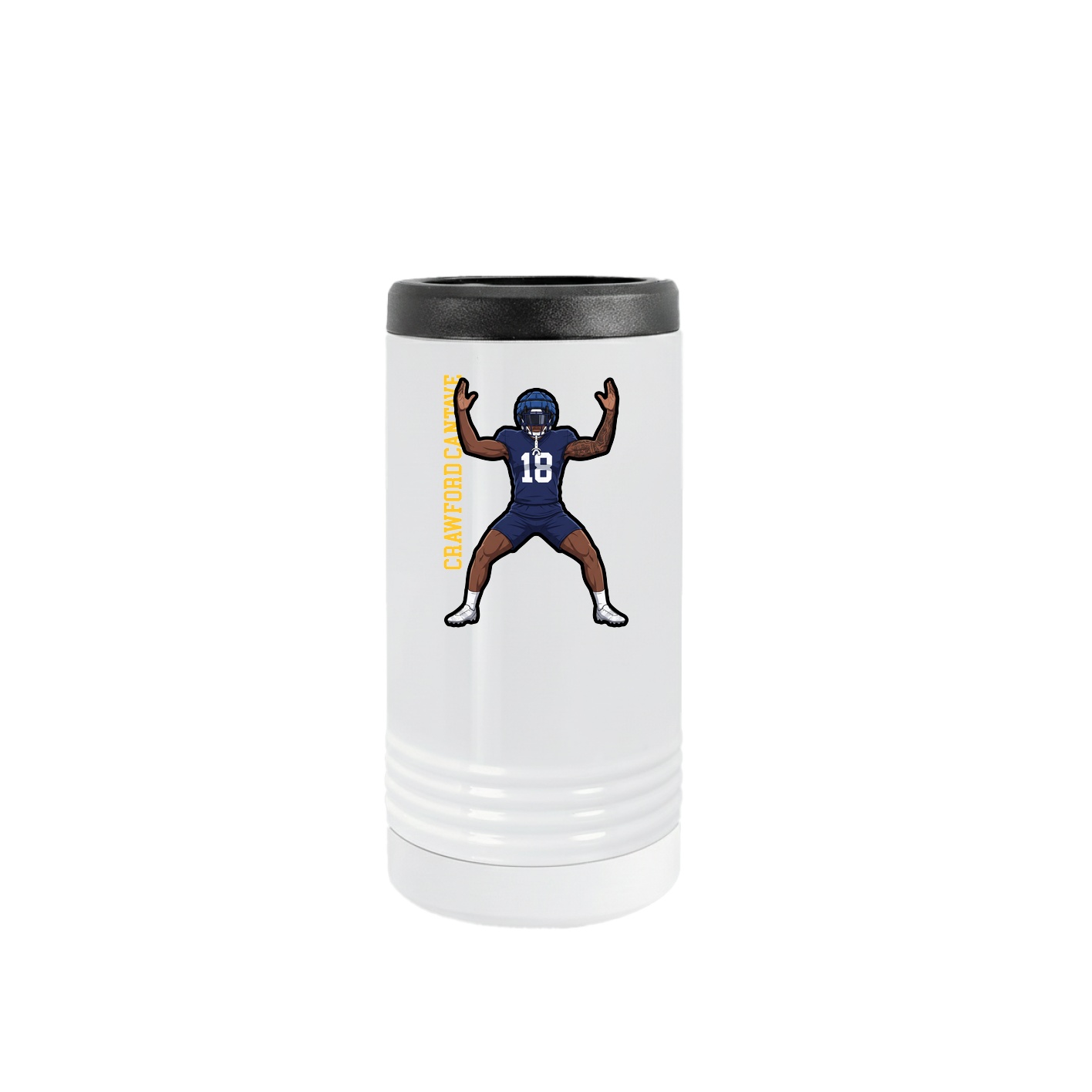 Slim Beverage Holder — Name Vertical in White