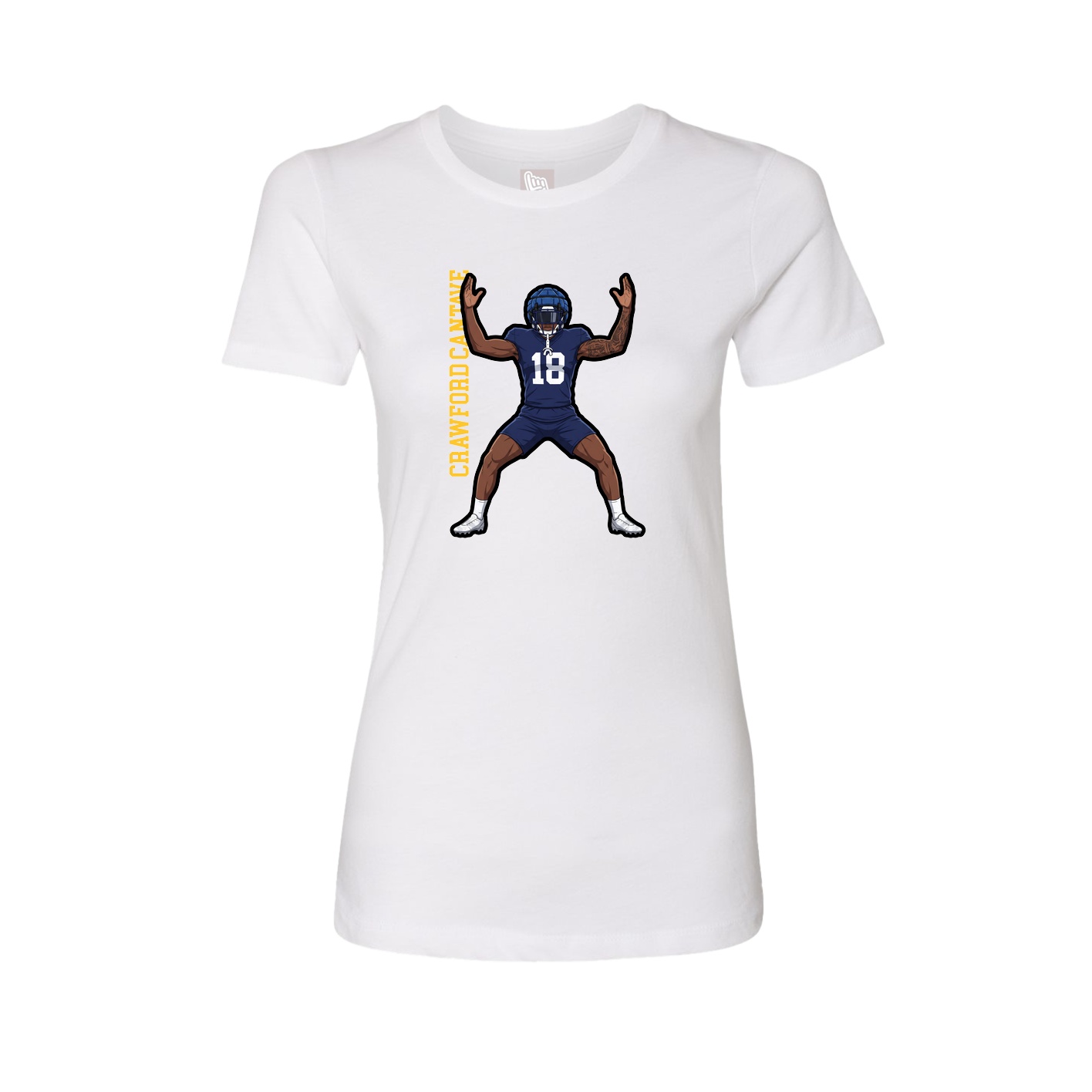 Fitted Women's Tee — Name Vertical in White