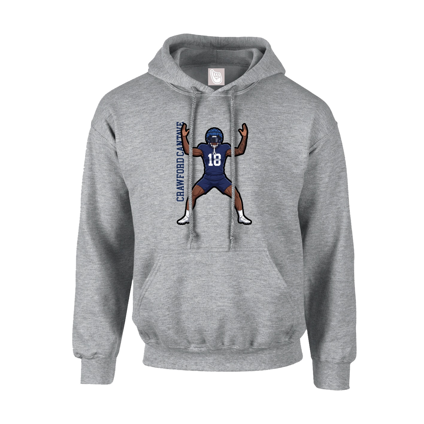 Youth Hoodie — Name Vertical in Grey