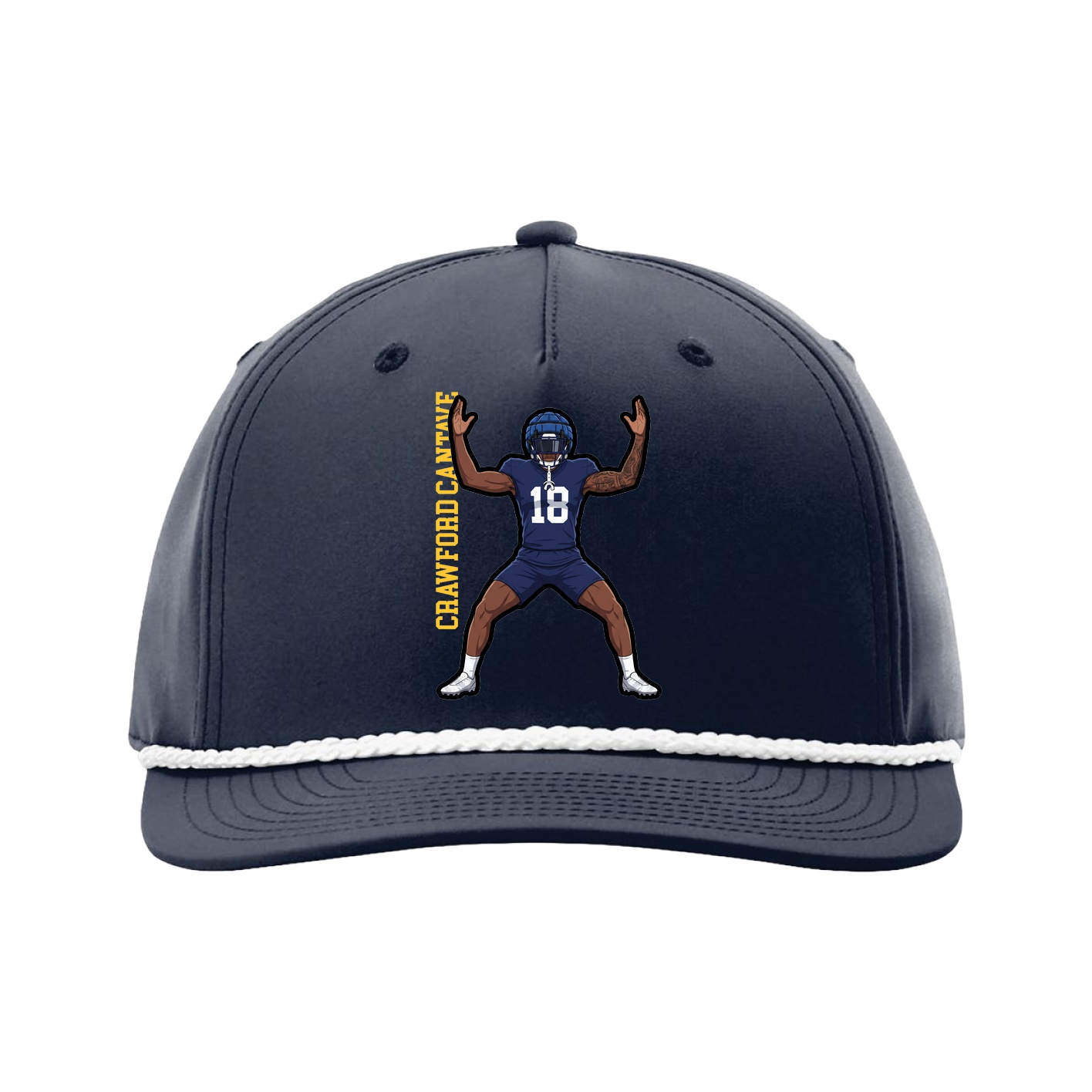 Five-Panel Classic Rope Cap — Name Vertical in Navy