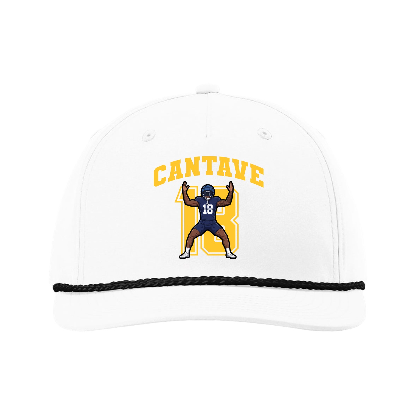 Five-Panel Classic Rope Cap — Number in White