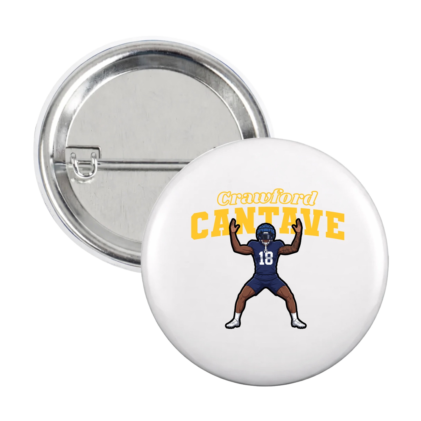 Game Day Button — Name Arch in White