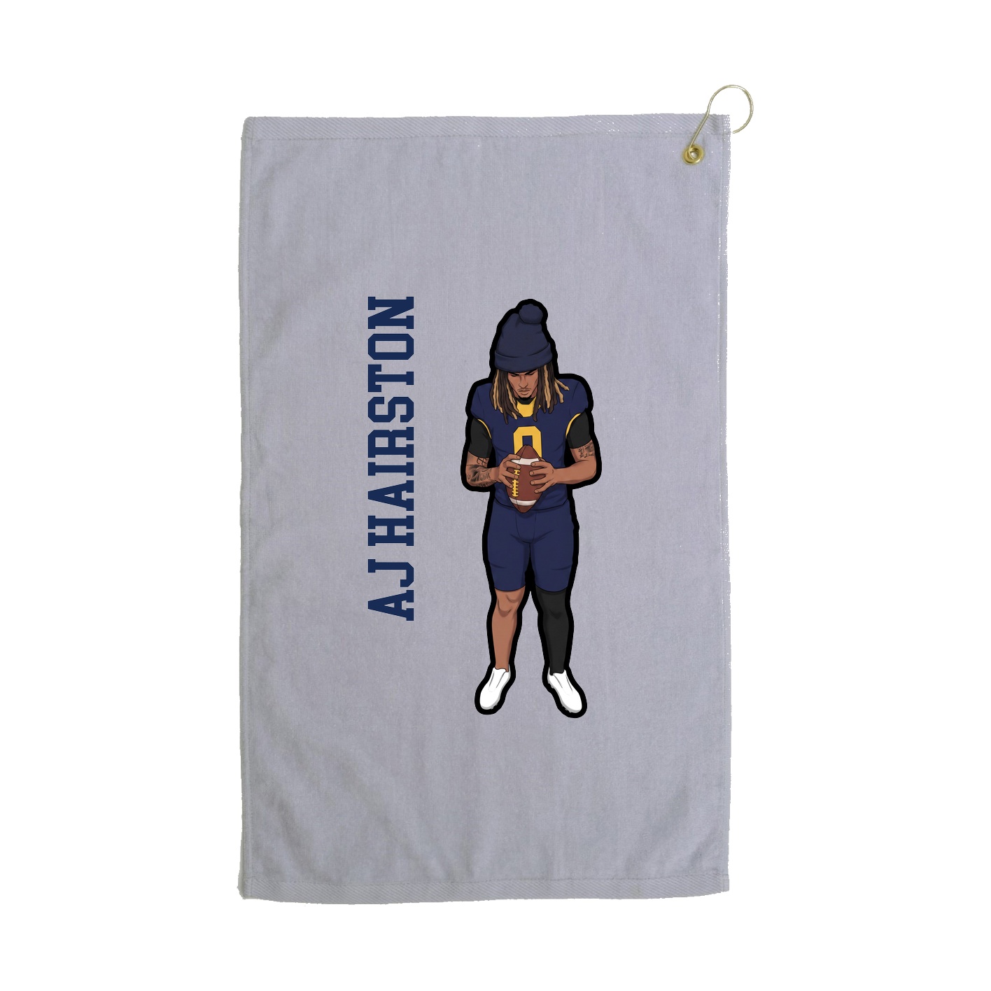 Golf Towel — Name Vertical in Grey