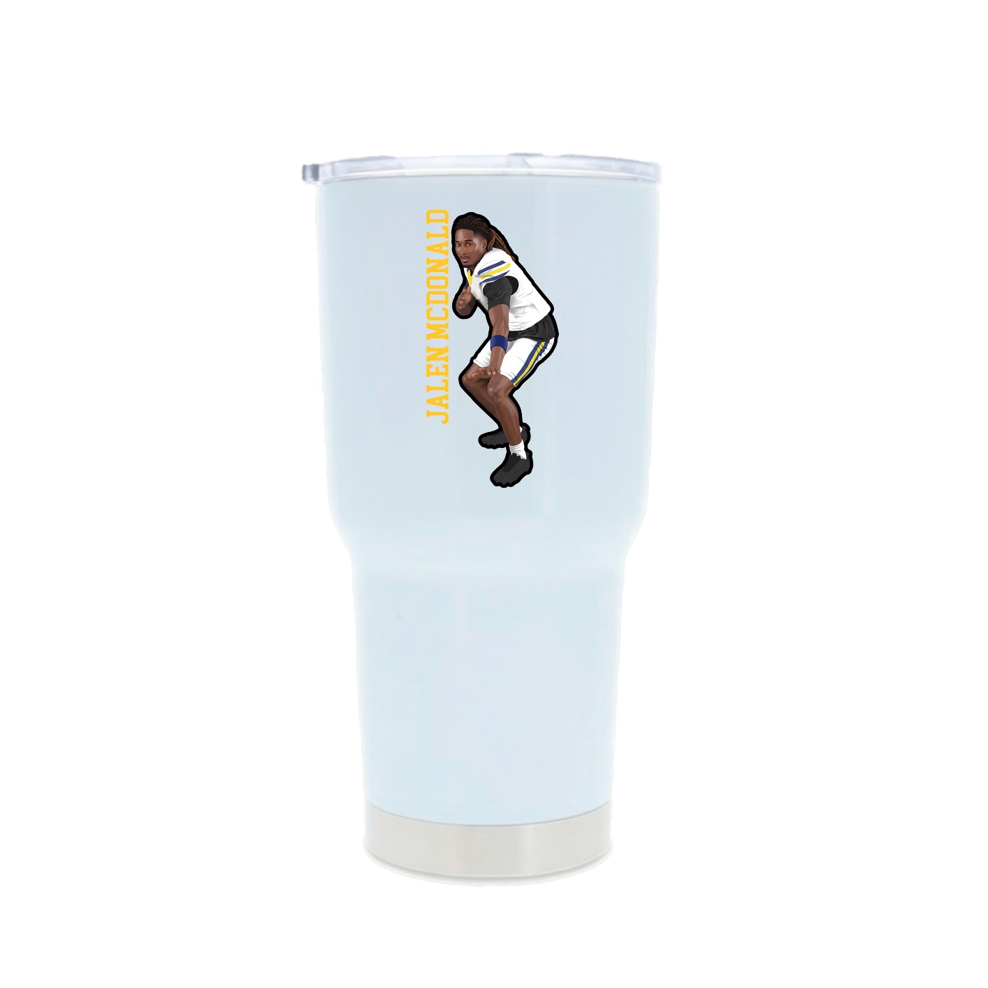 30oz Stainless Steel Tumbler — Name Vertical in White