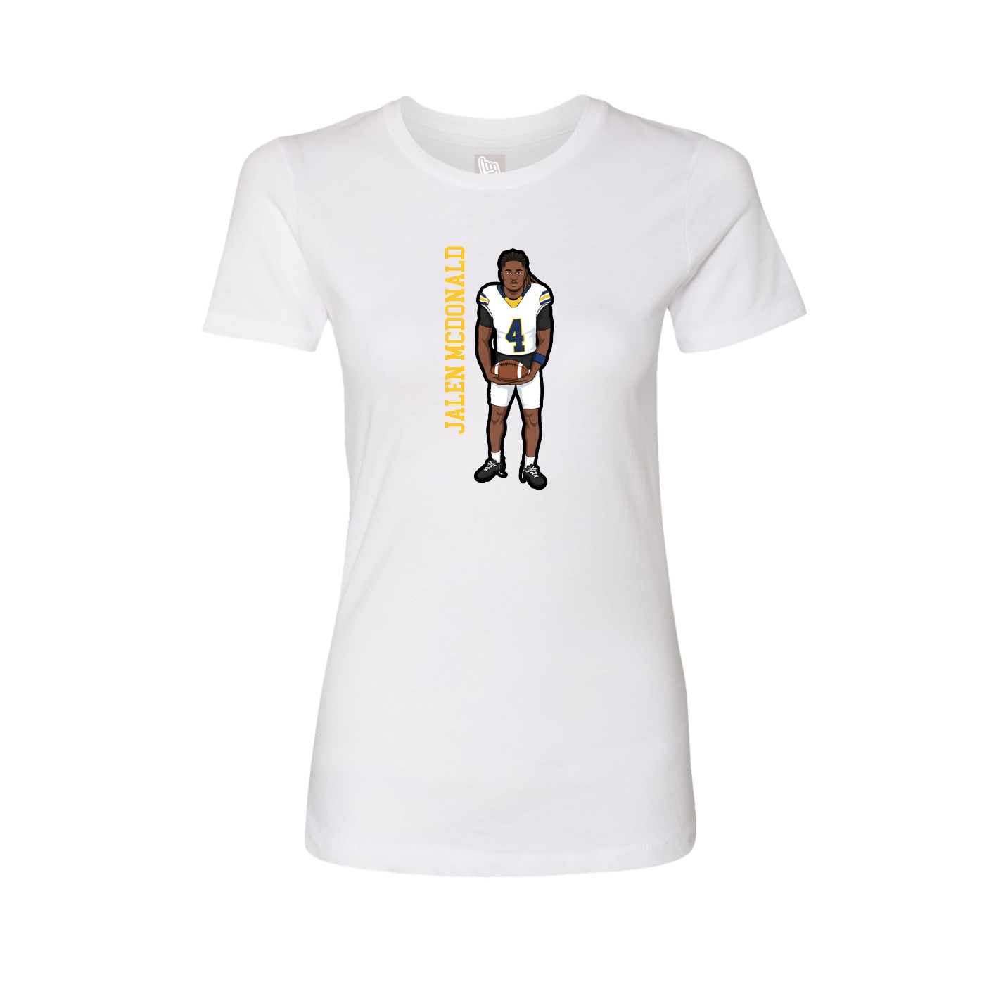 Fitted Women's Tee — Name Vertical in White