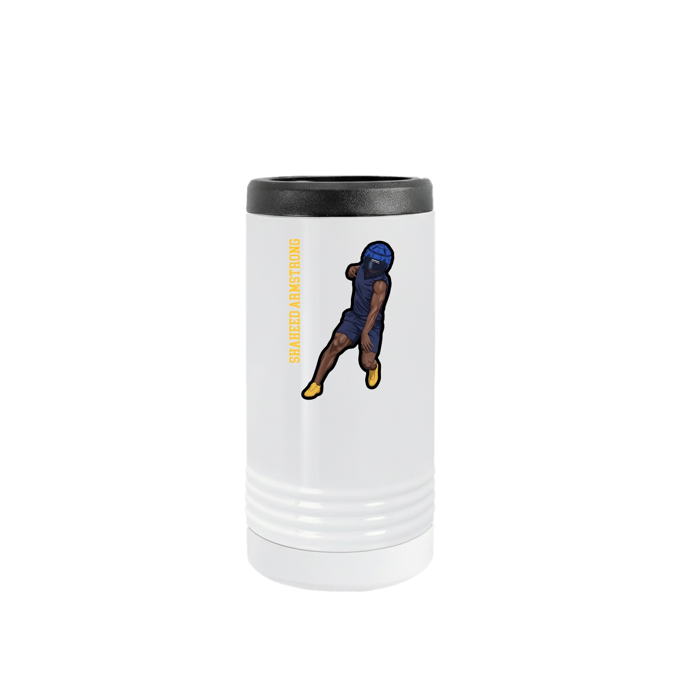 Slim Beverage Holder — Name Vertical in White