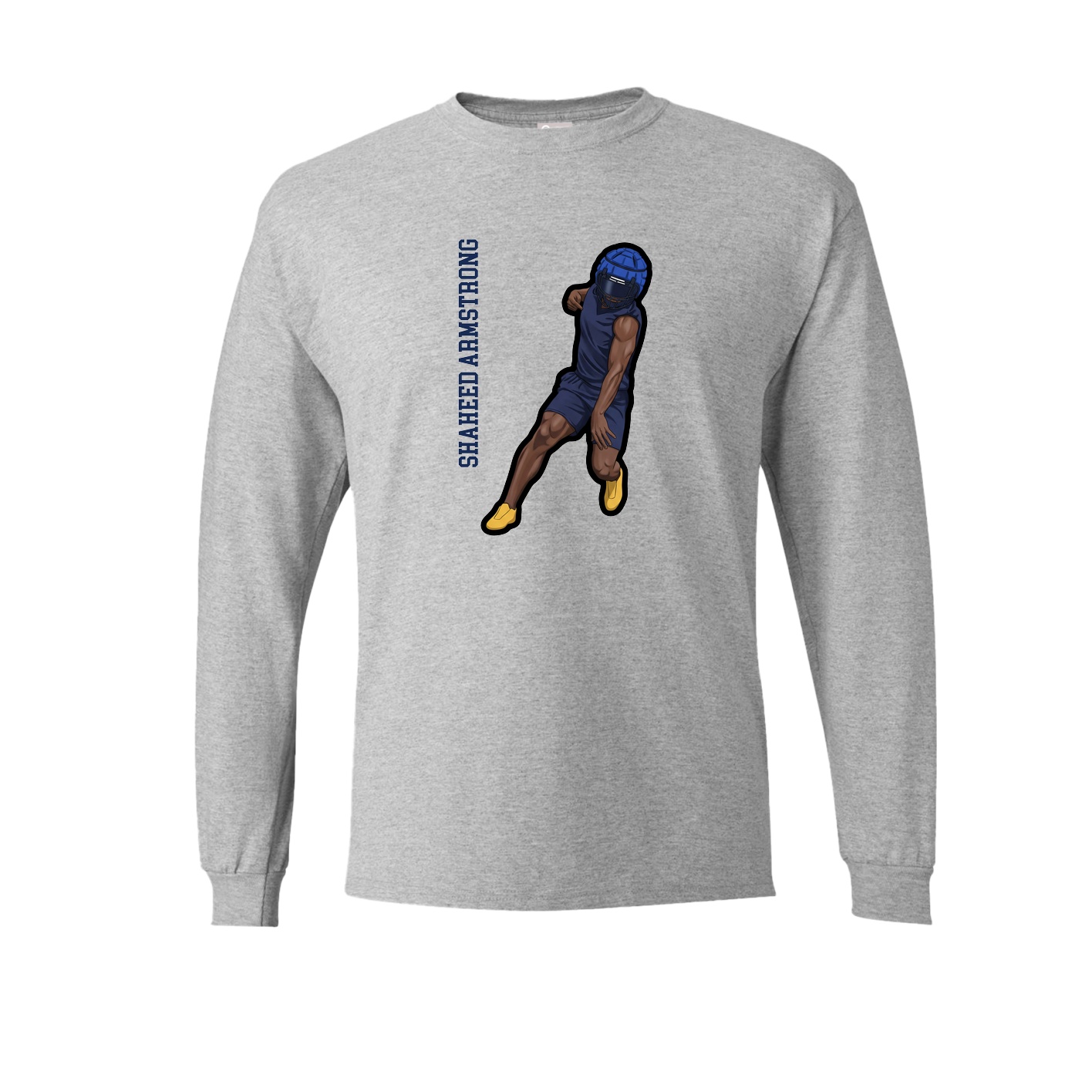 Long Sleeve Tee — Name Vertical in Grey