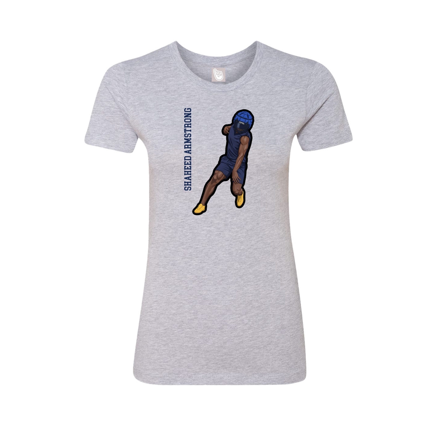 Fitted Women's Tee — Name Vertical in Grey