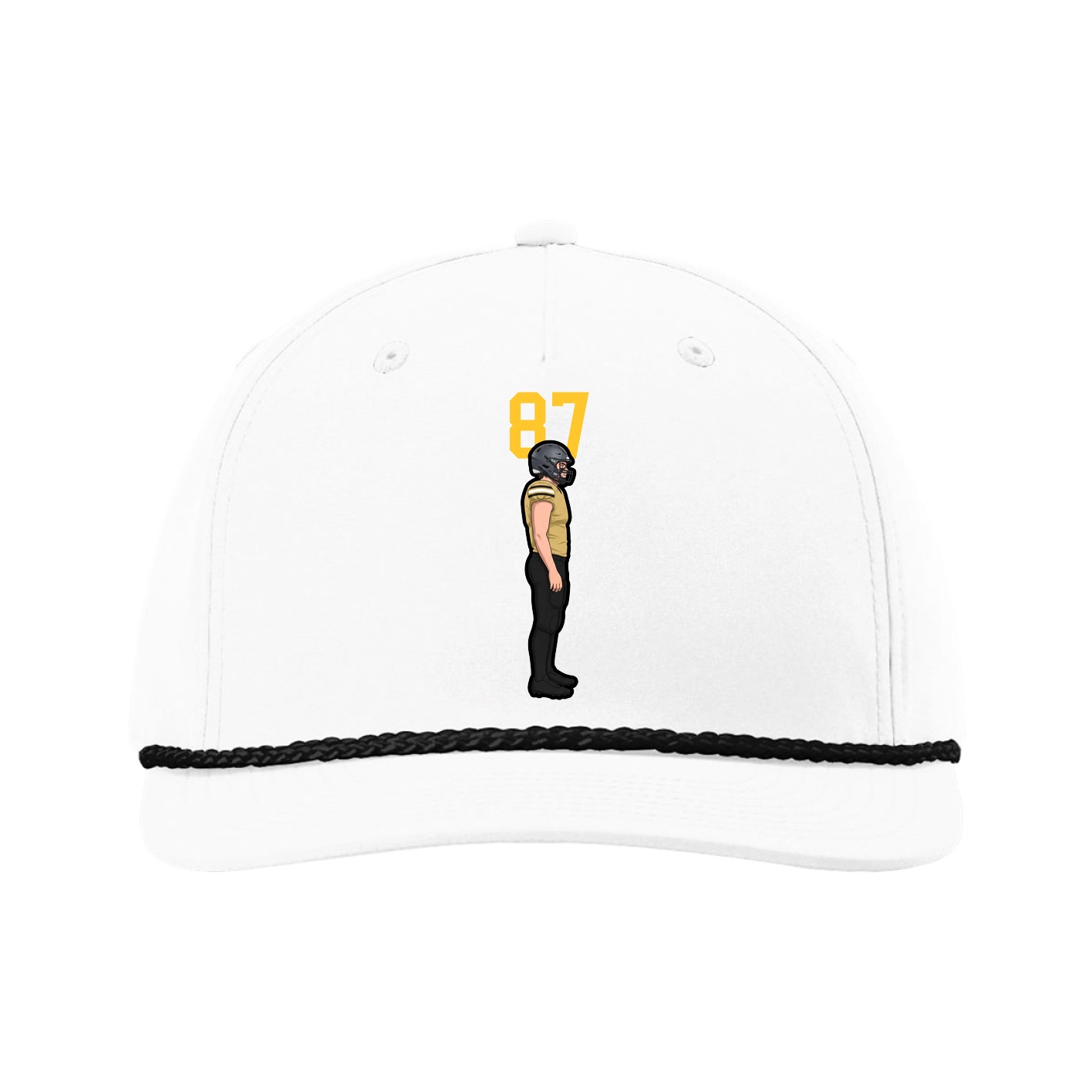Five-Panel Classic Rope Cap — Number Top in White