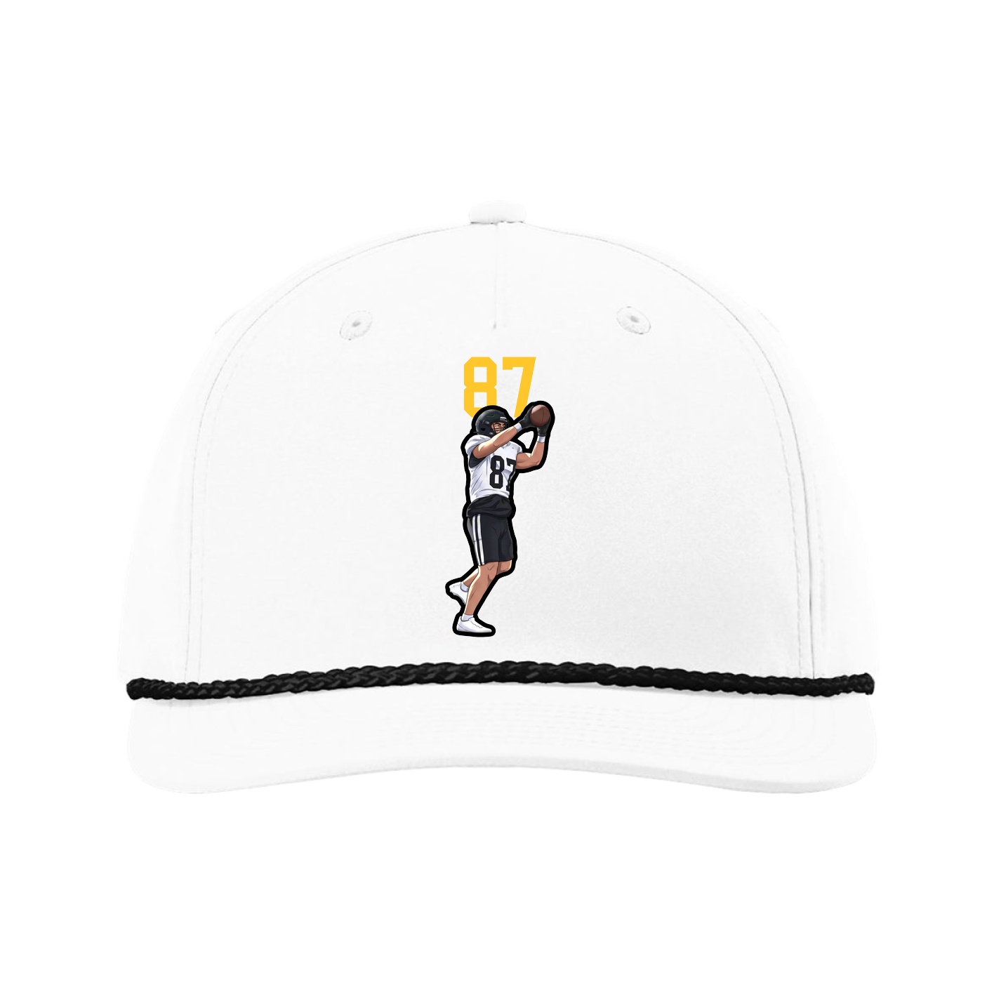 Five-Panel Classic Rope Cap — Number Top in White