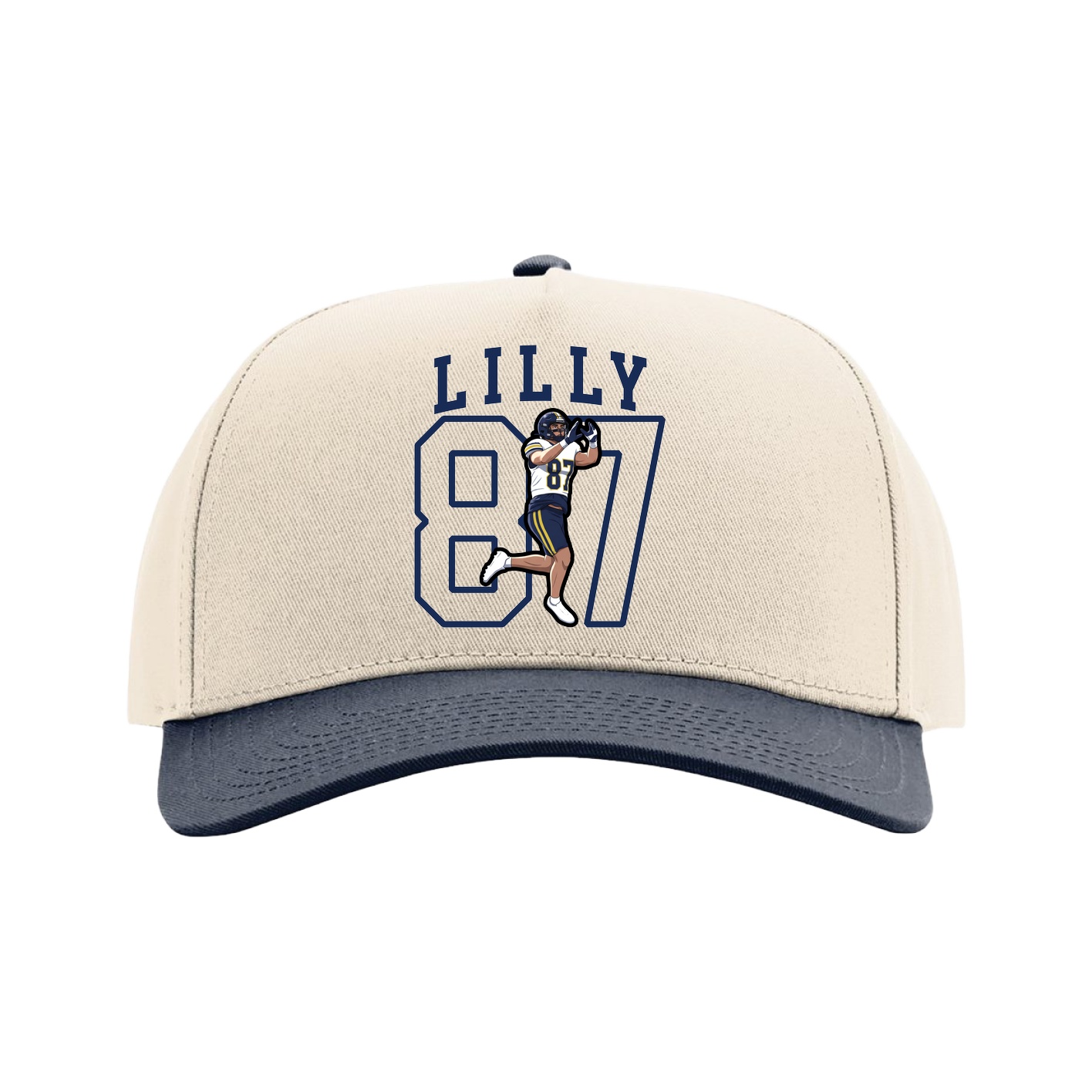 Full Fabric Five-Panel Champ Cap — Shirsey in Cream/Navy