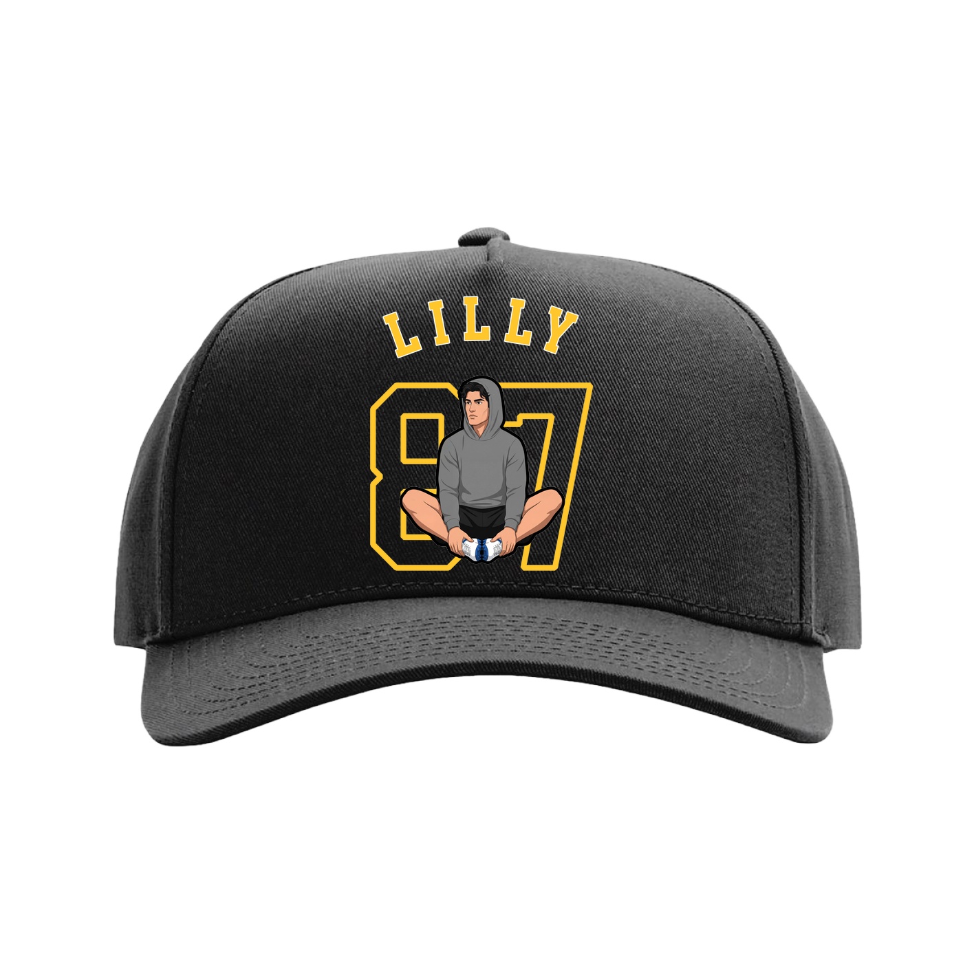 Full Fabric Five-Panel Champ Cap — Shirsey Arch in Black
