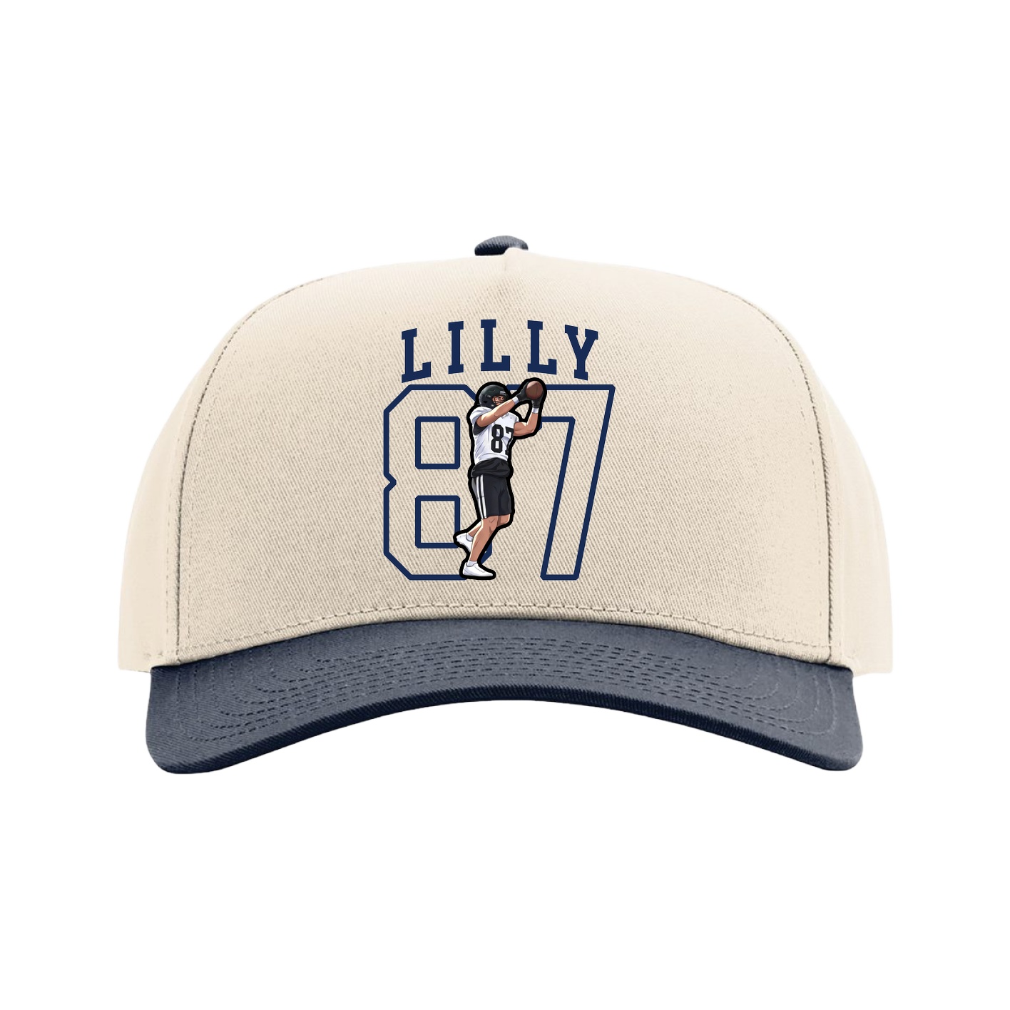 Full Fabric Five-Panel Champ Cap — Shirsey in Cream/Navy