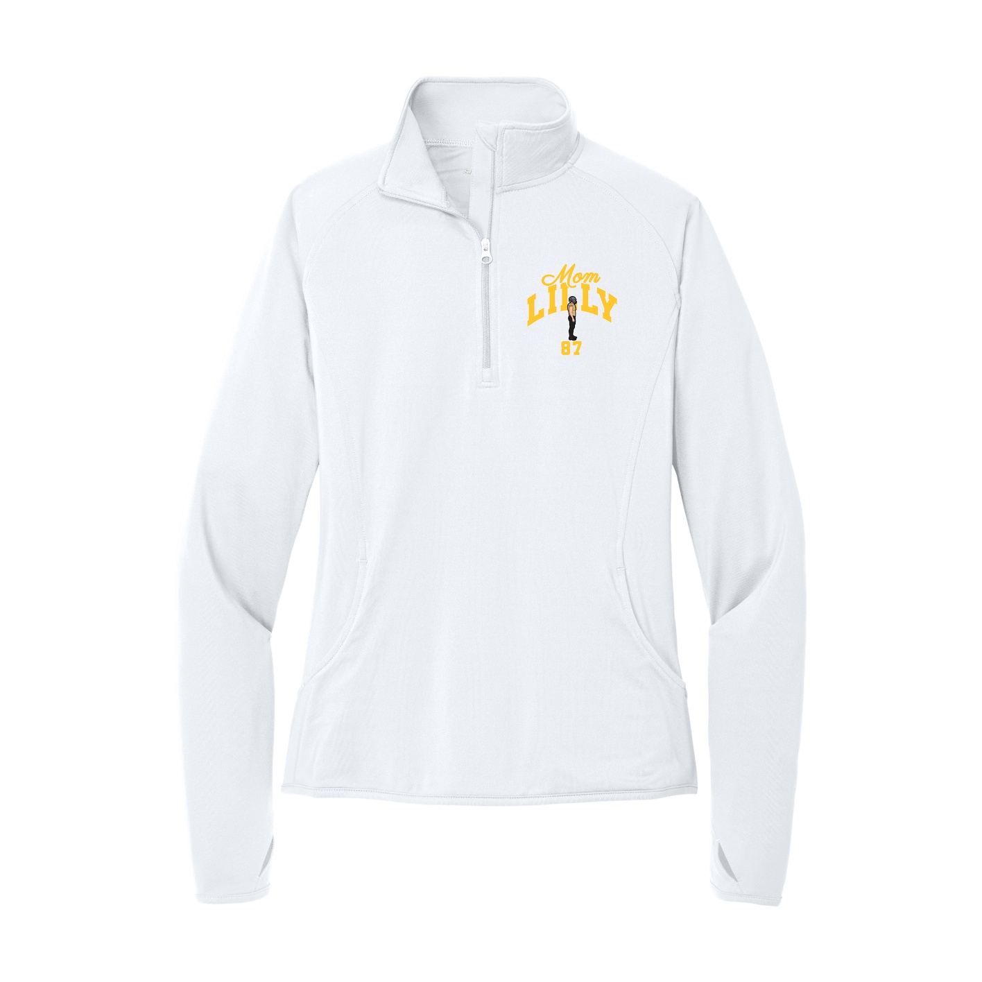 Women's Q-Zip Pullover — Mothers Day Arch in White