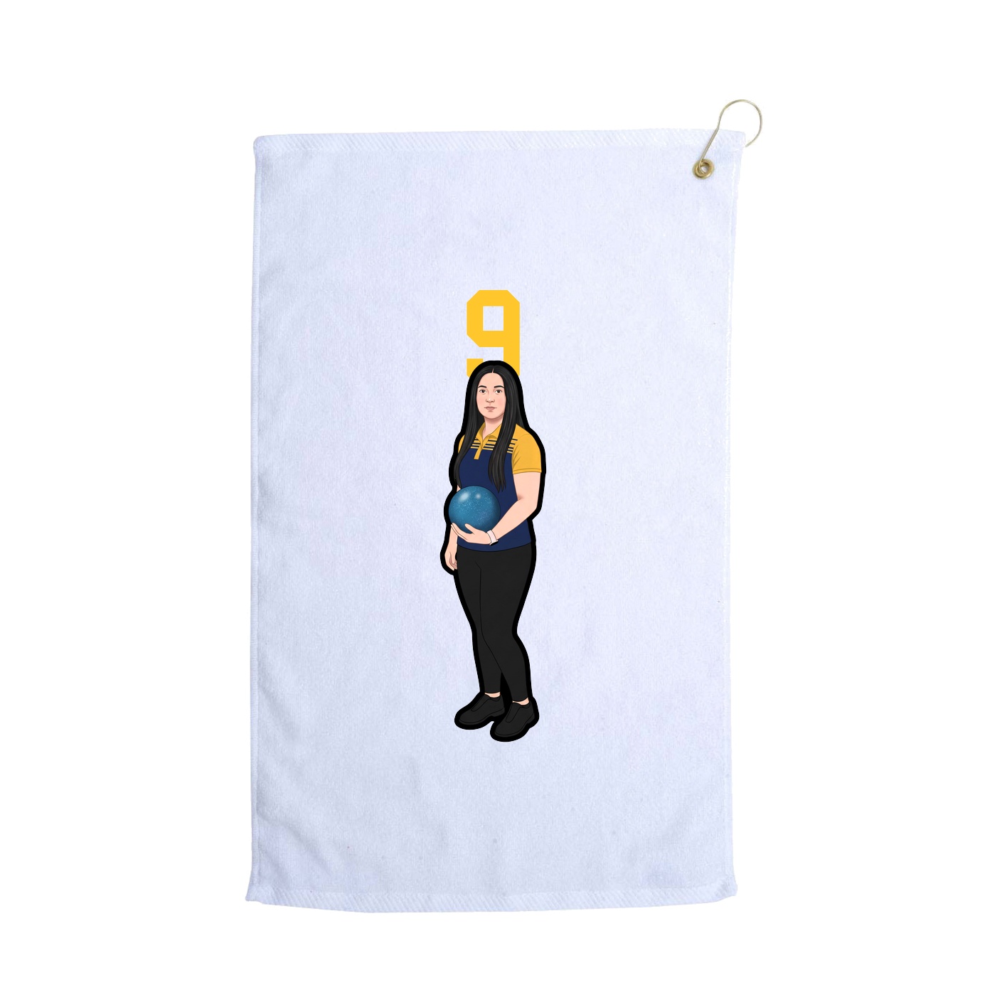 Golf Towel — Number Top in White