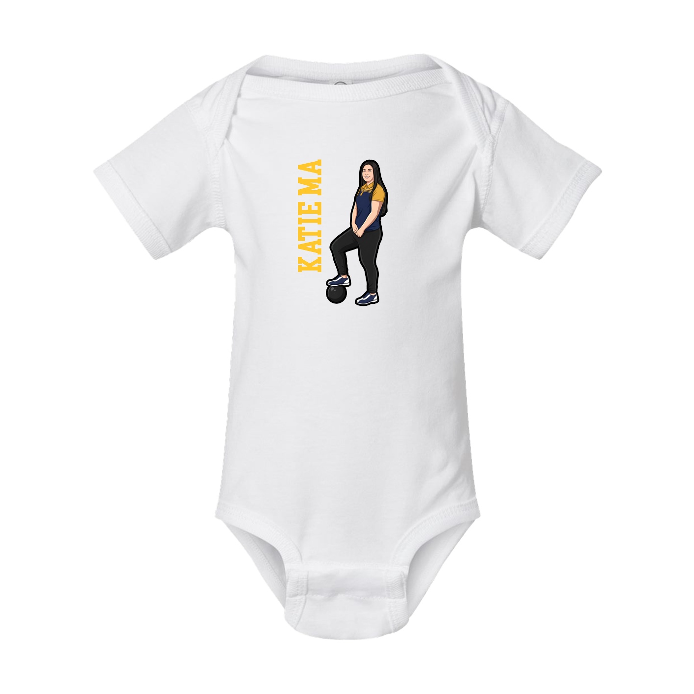Baby Onesie — Name Vertical in White