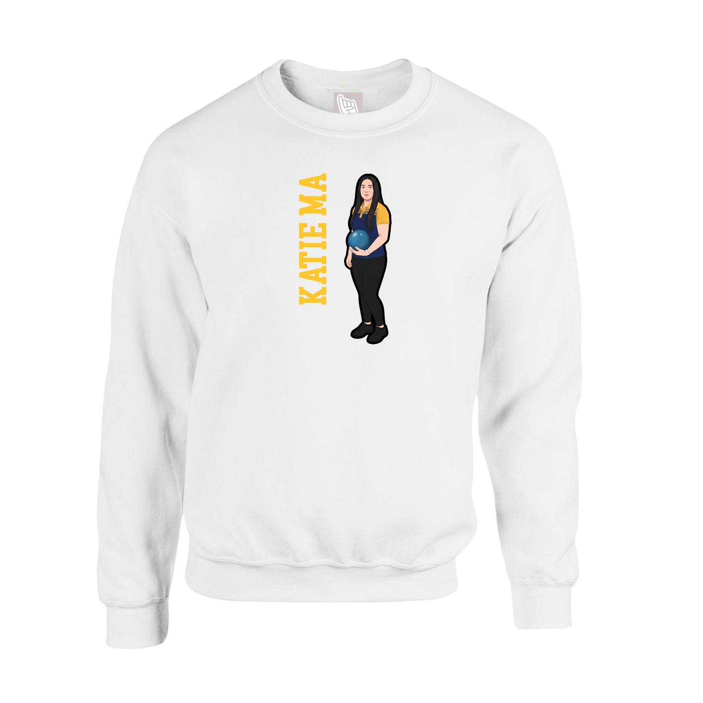 Fleece Crew — Name Vertical in White