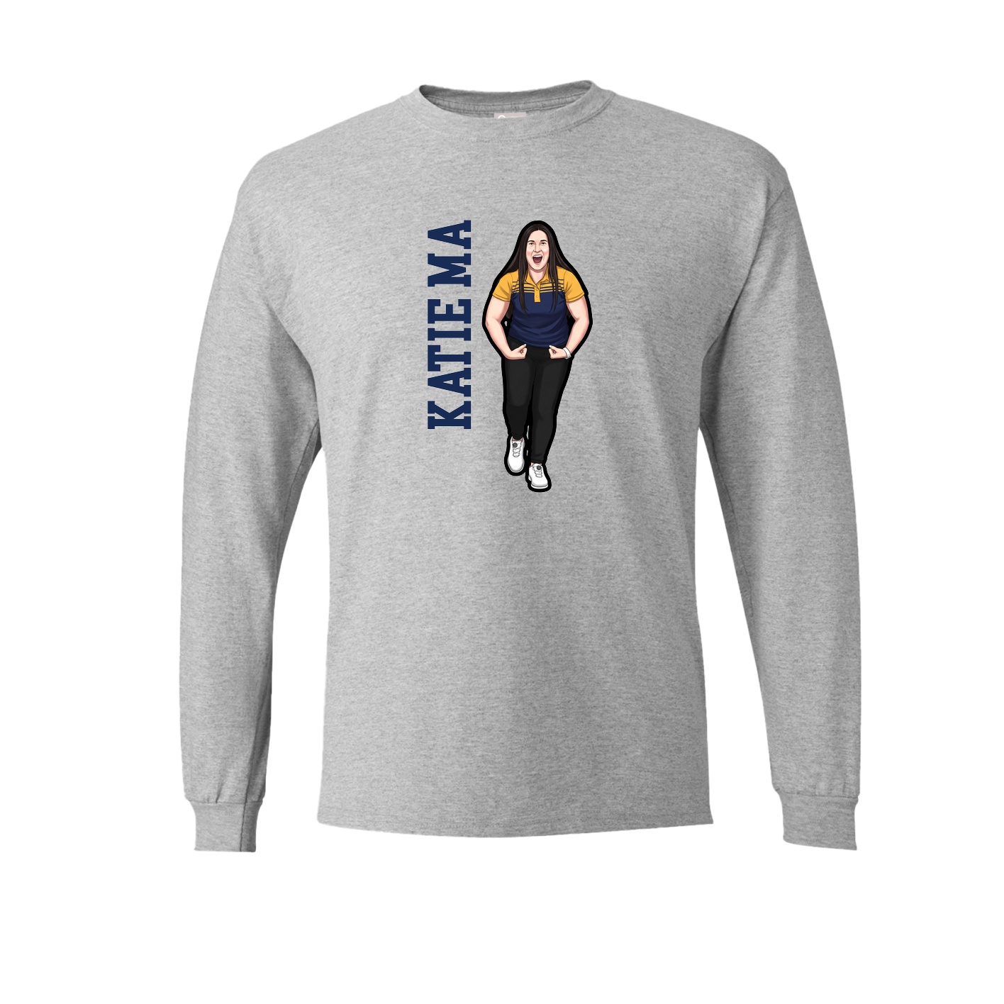 Long Sleeve Tee — Name Vertical in Grey