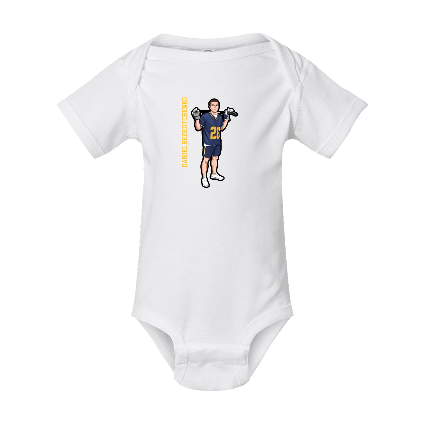Baby Onesie — Name Vertical in White