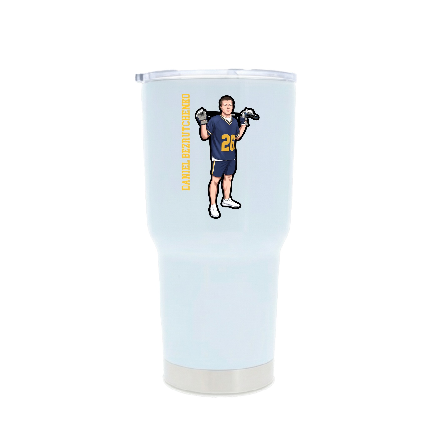 30oz Stainless Steel Tumbler — Name Vertical in White