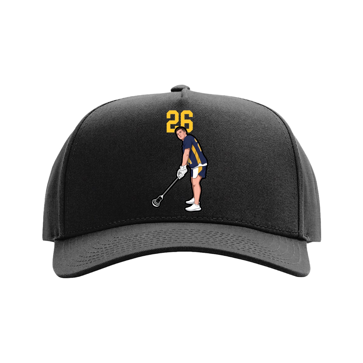 Full Fabric Five-Panel Champ Cap — Number Top in Black