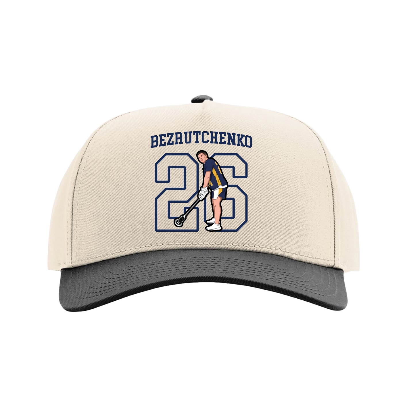 Full Fabric Five-Panel Champ Cap — Shirsey in Cream/Black