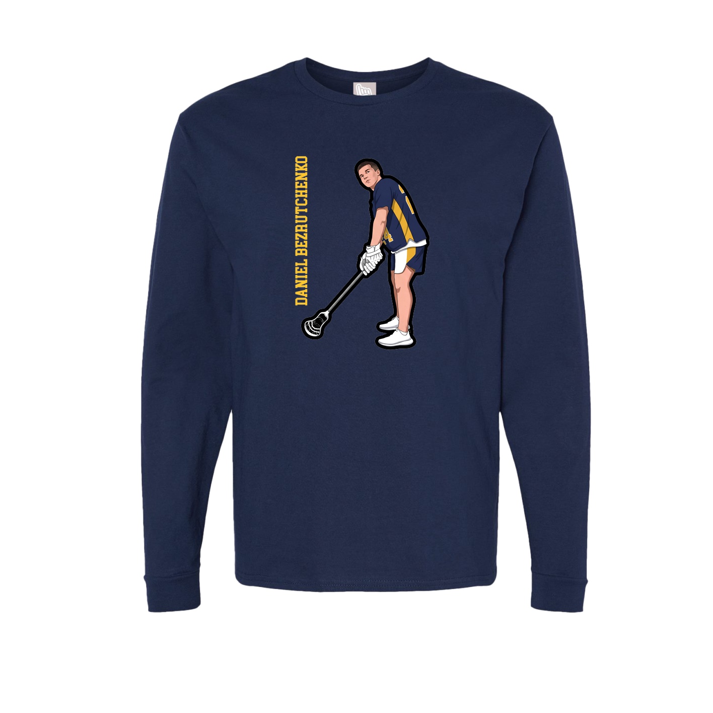 Long Sleeve Tee — Name Vertical in Navy