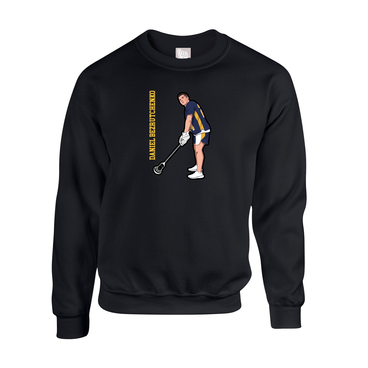 Fleece Crew — Name Vertical in Black