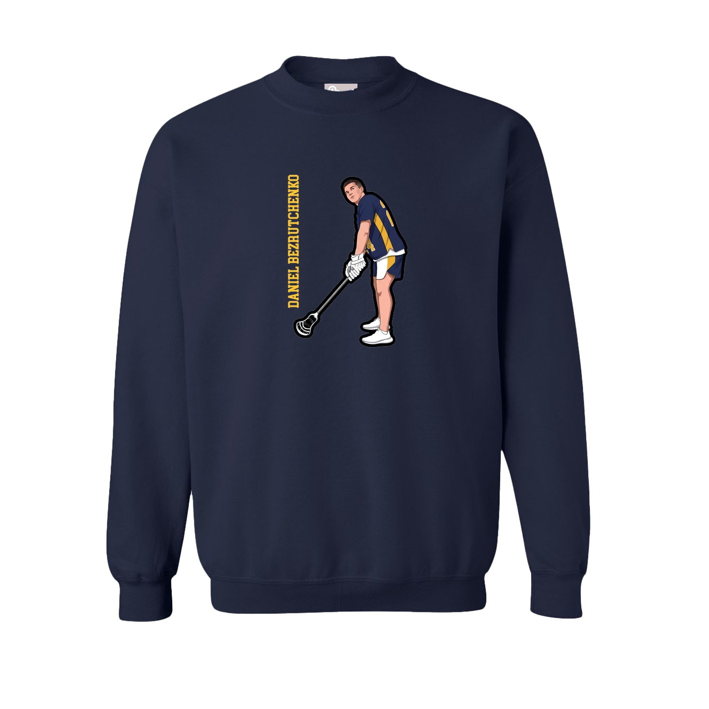 Fleece Crew — Name Vertical in Navy