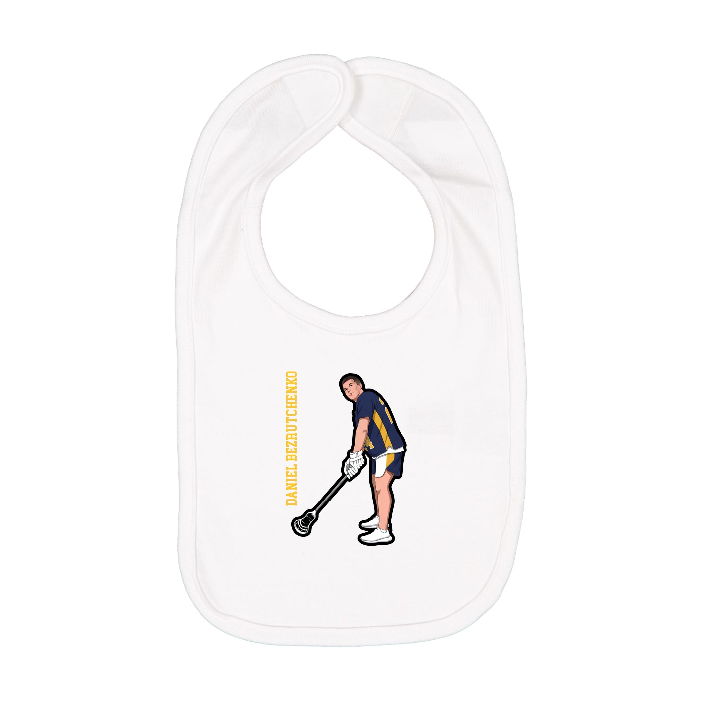 Infant Bib — Name Vertical in White