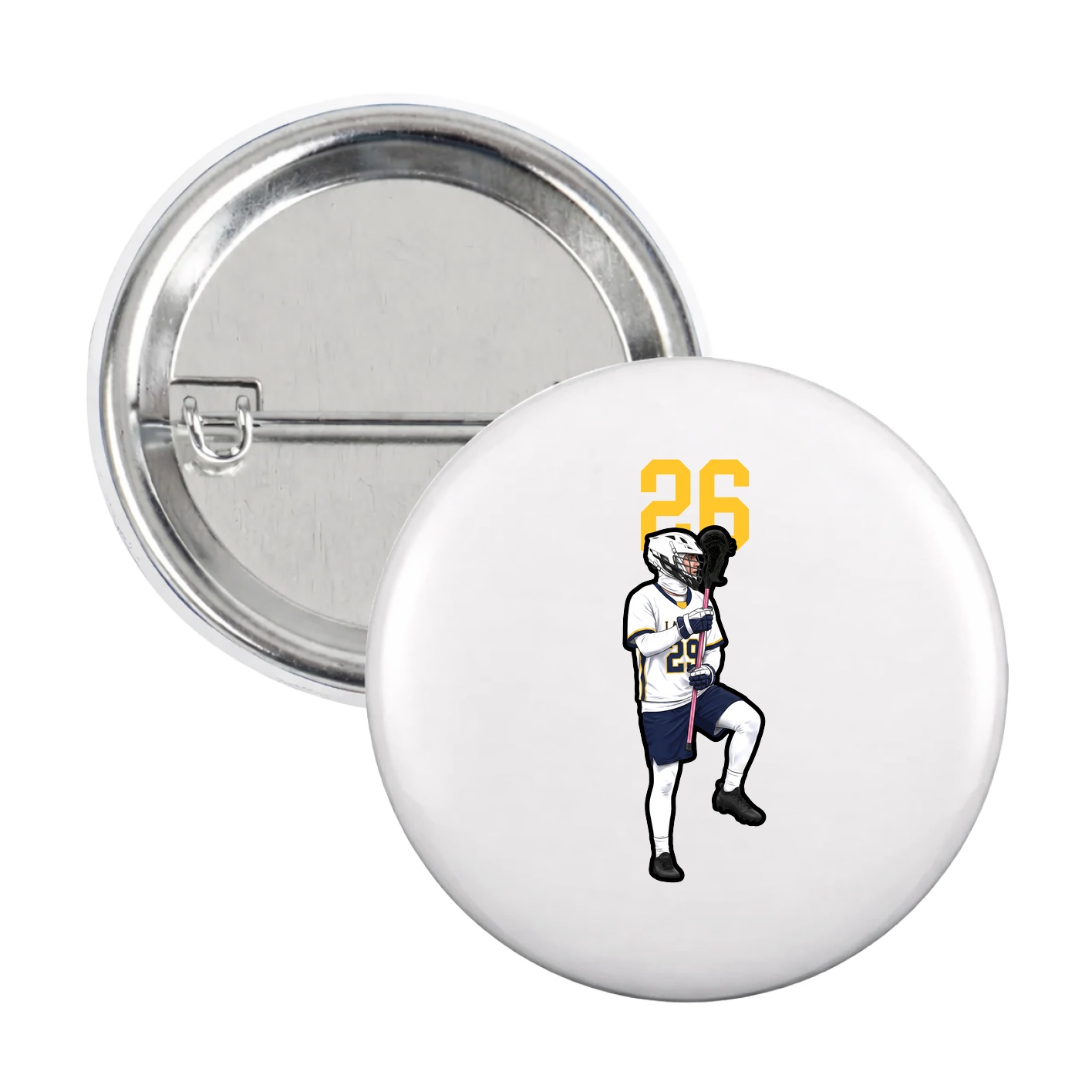 Game Day Button — Number Top in White
