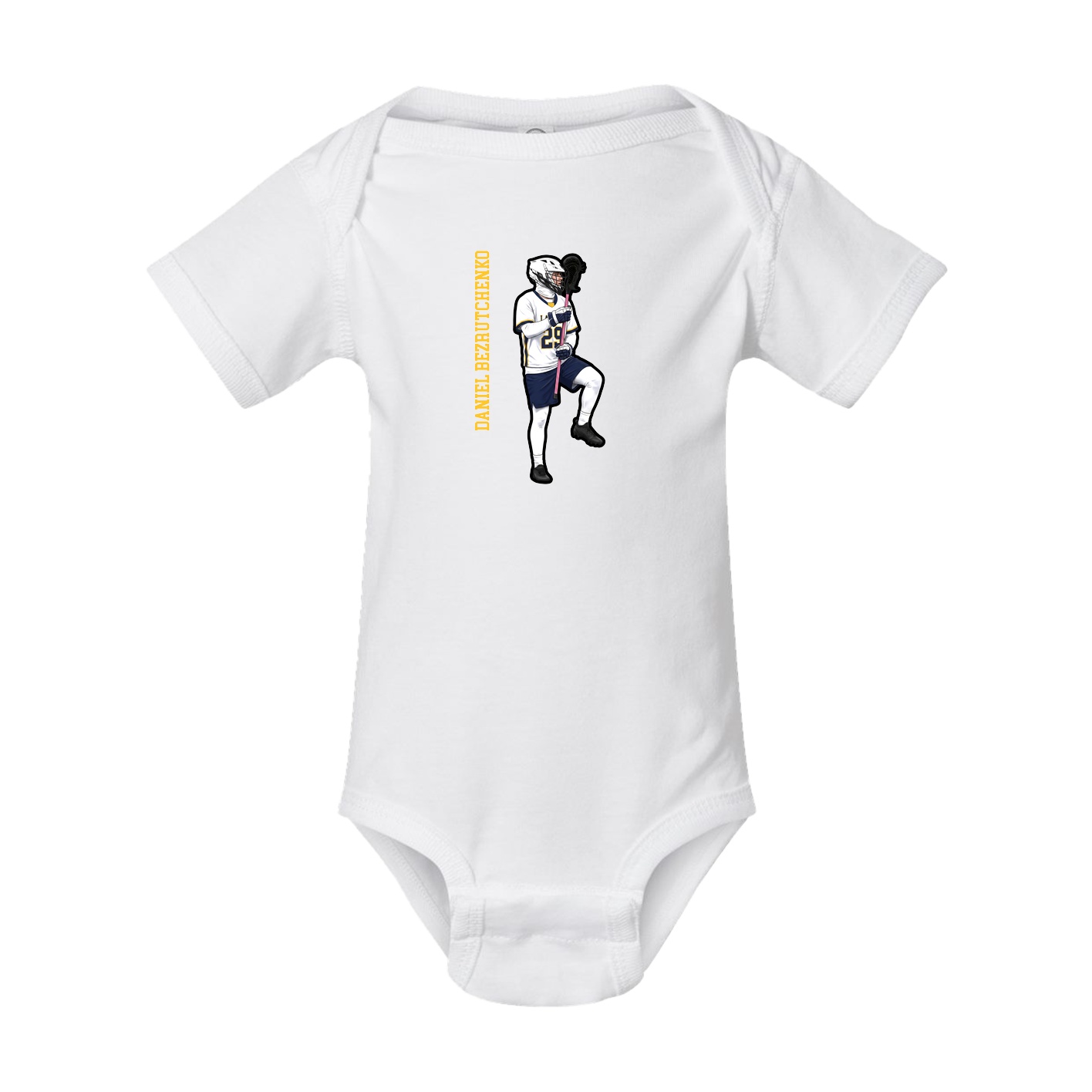Baby Onesie — Name Vertical in White