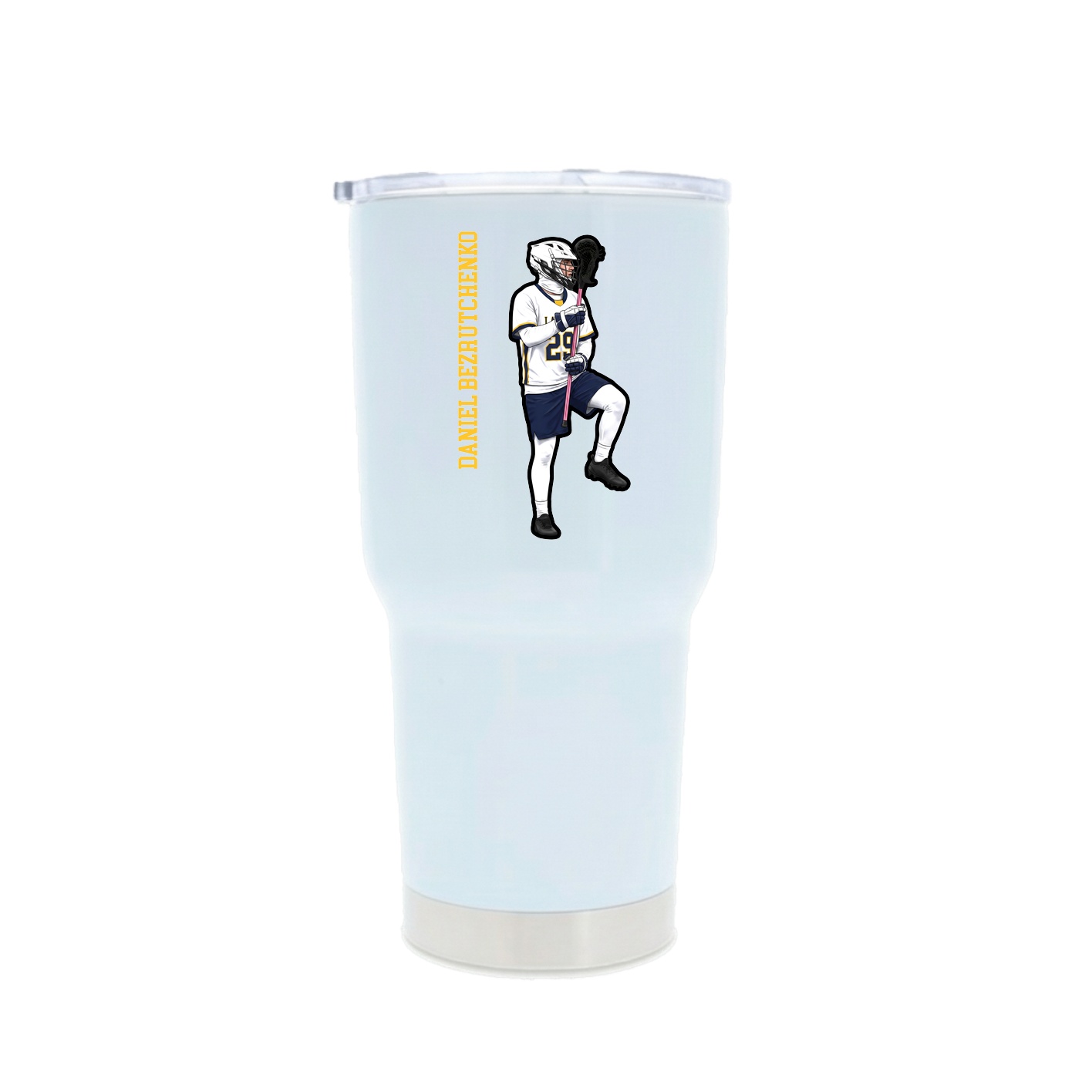 30oz Stainless Steel Tumbler — Name Vertical in White