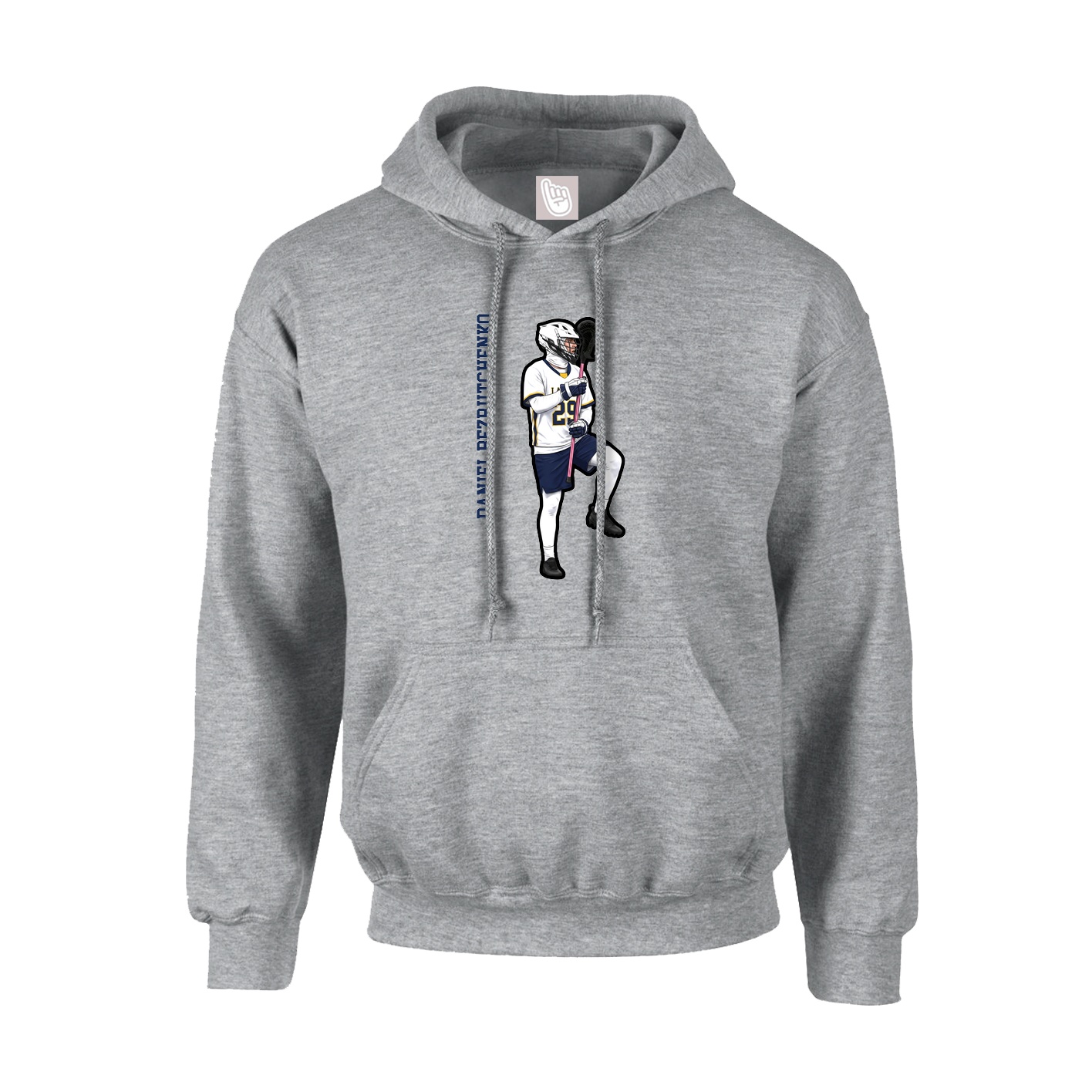 Hoodie — Name Vertical in Grey
